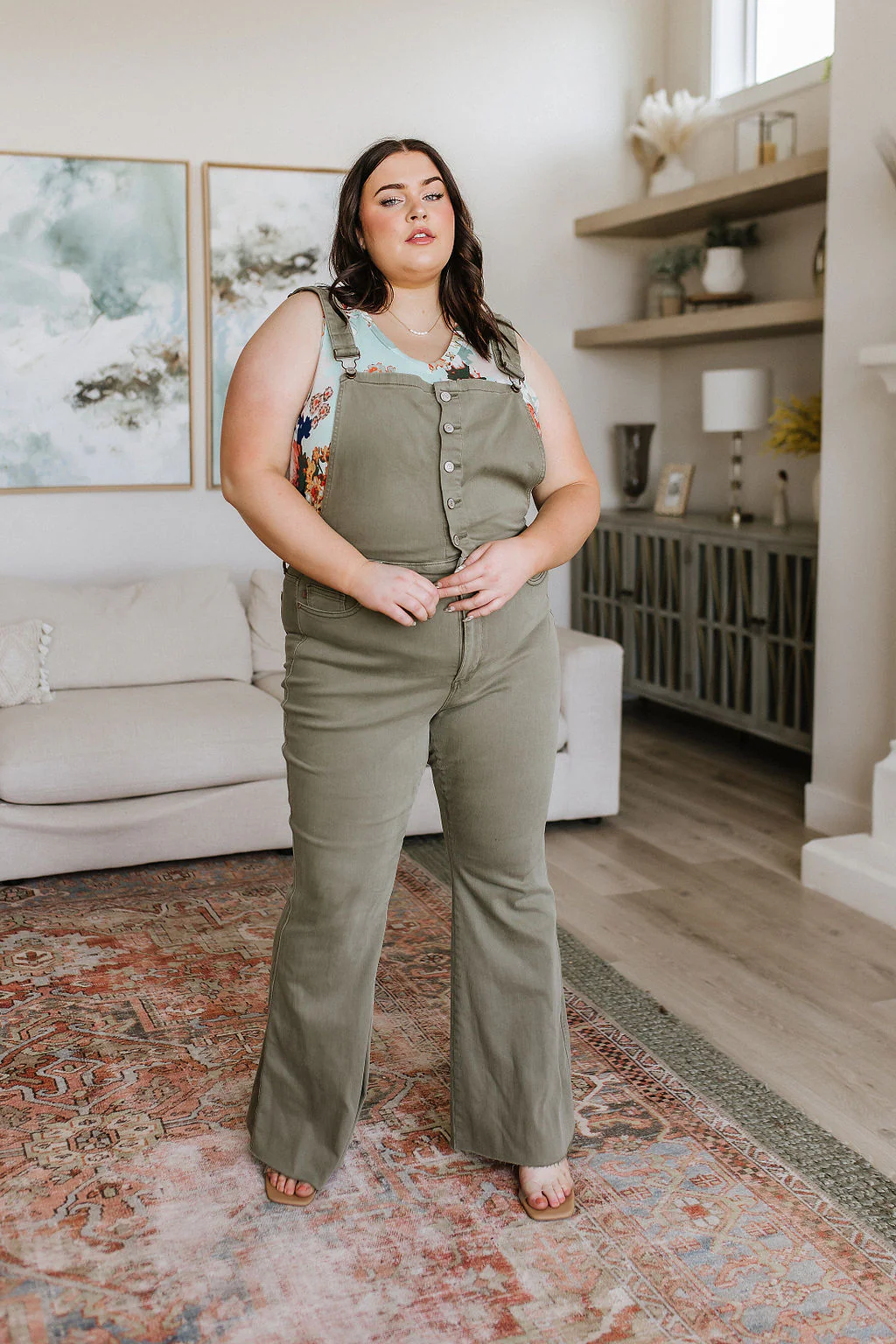 Olivia Control Top Release Hem Overalls in Olive - 5/31/2023 - Image 23
