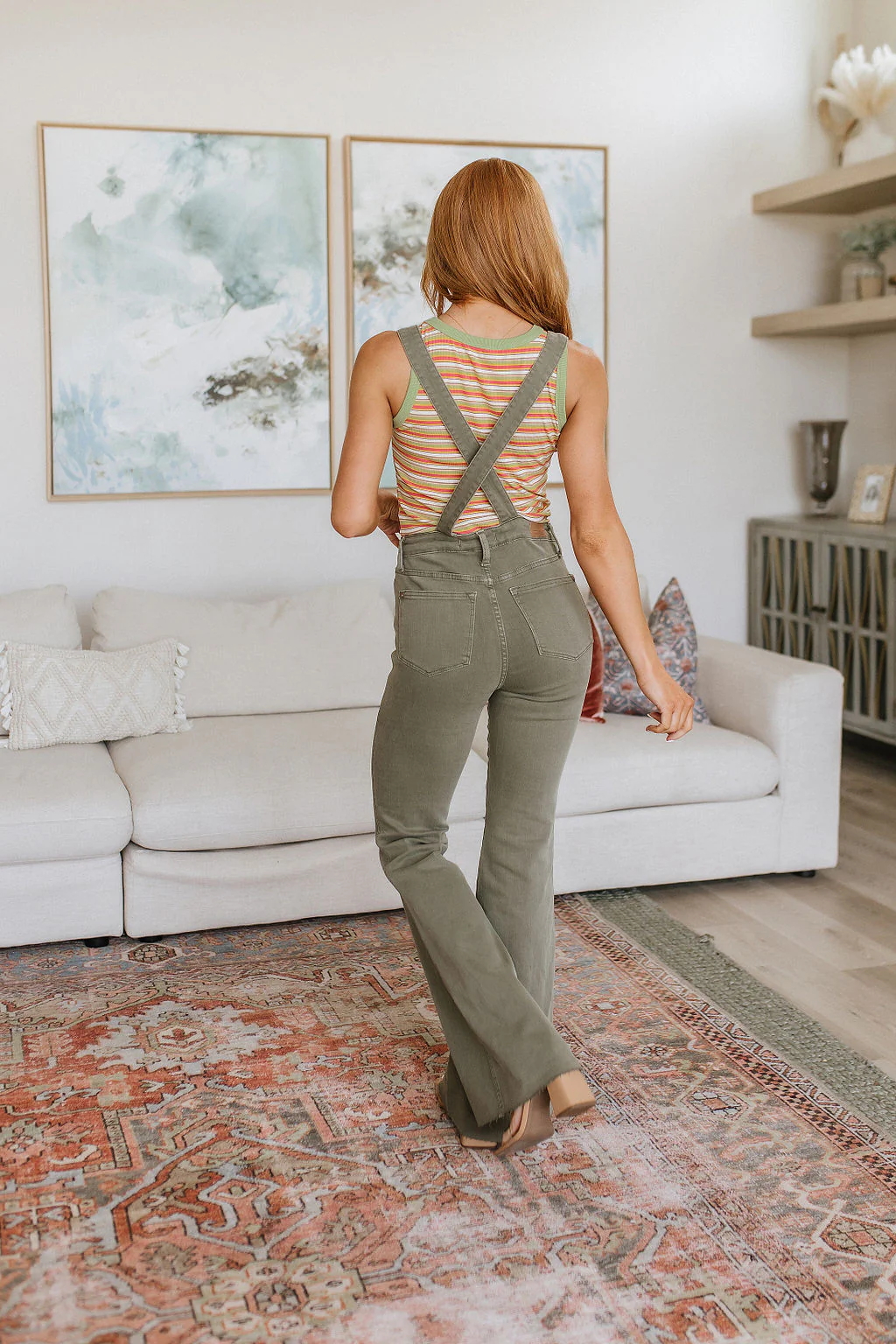 Olivia Control Top Release Hem Overalls in Olive - 5/31/2023 - Image 29
