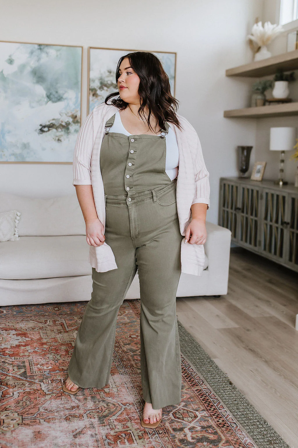 Olivia Control Top Release Hem Overalls in Olive - 5/31/2023 - Image 9
