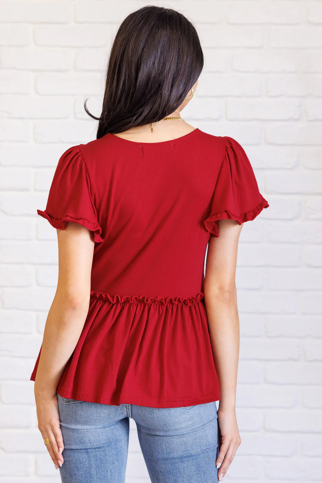 One Day Soon V-Neck Ruffle Detail Top - 8/25/2025 - Image 8