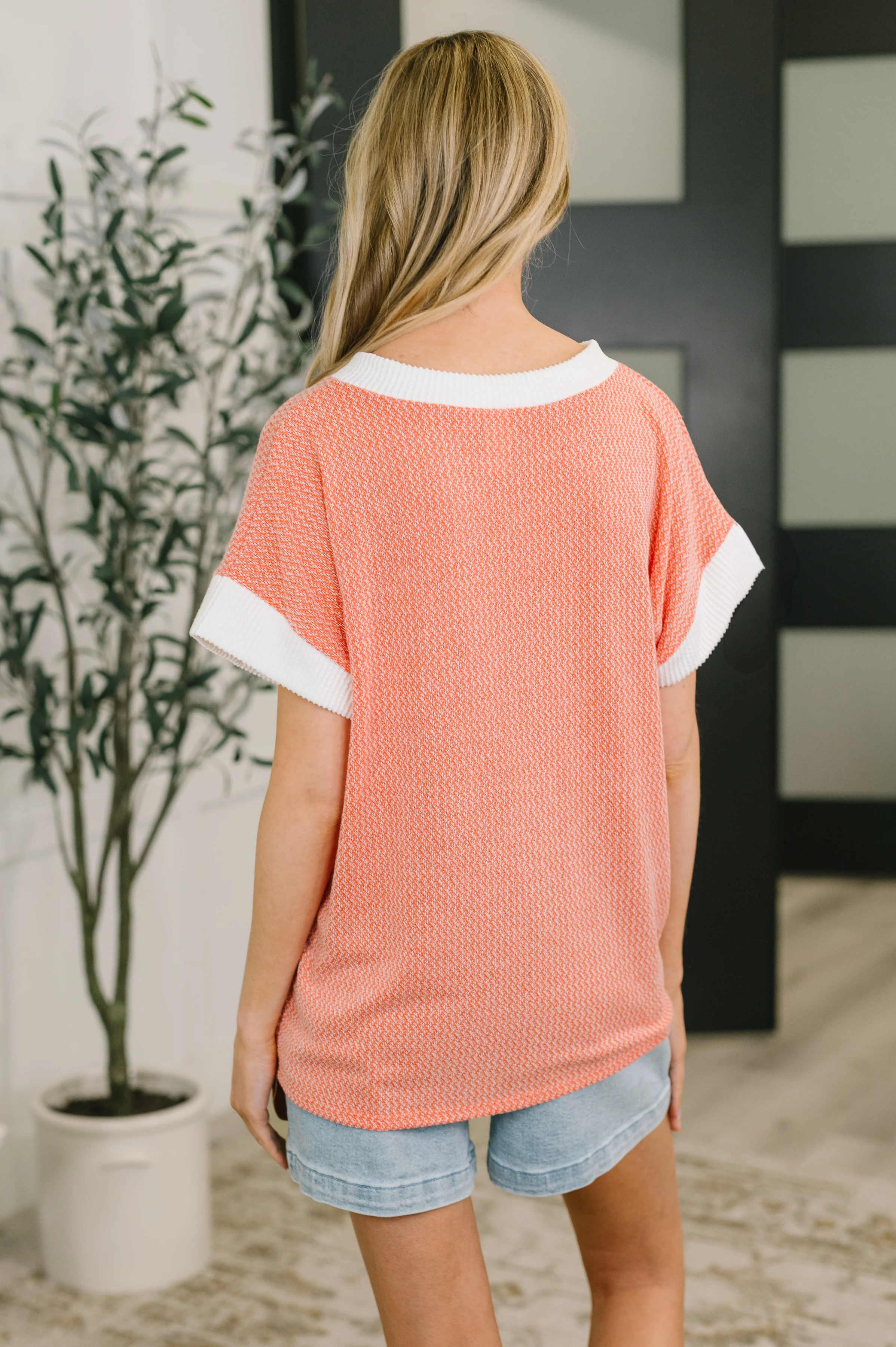 One Piece at a Time V-Neck Short Sleeve Top in Coral - 7/6/2026 - Image 5