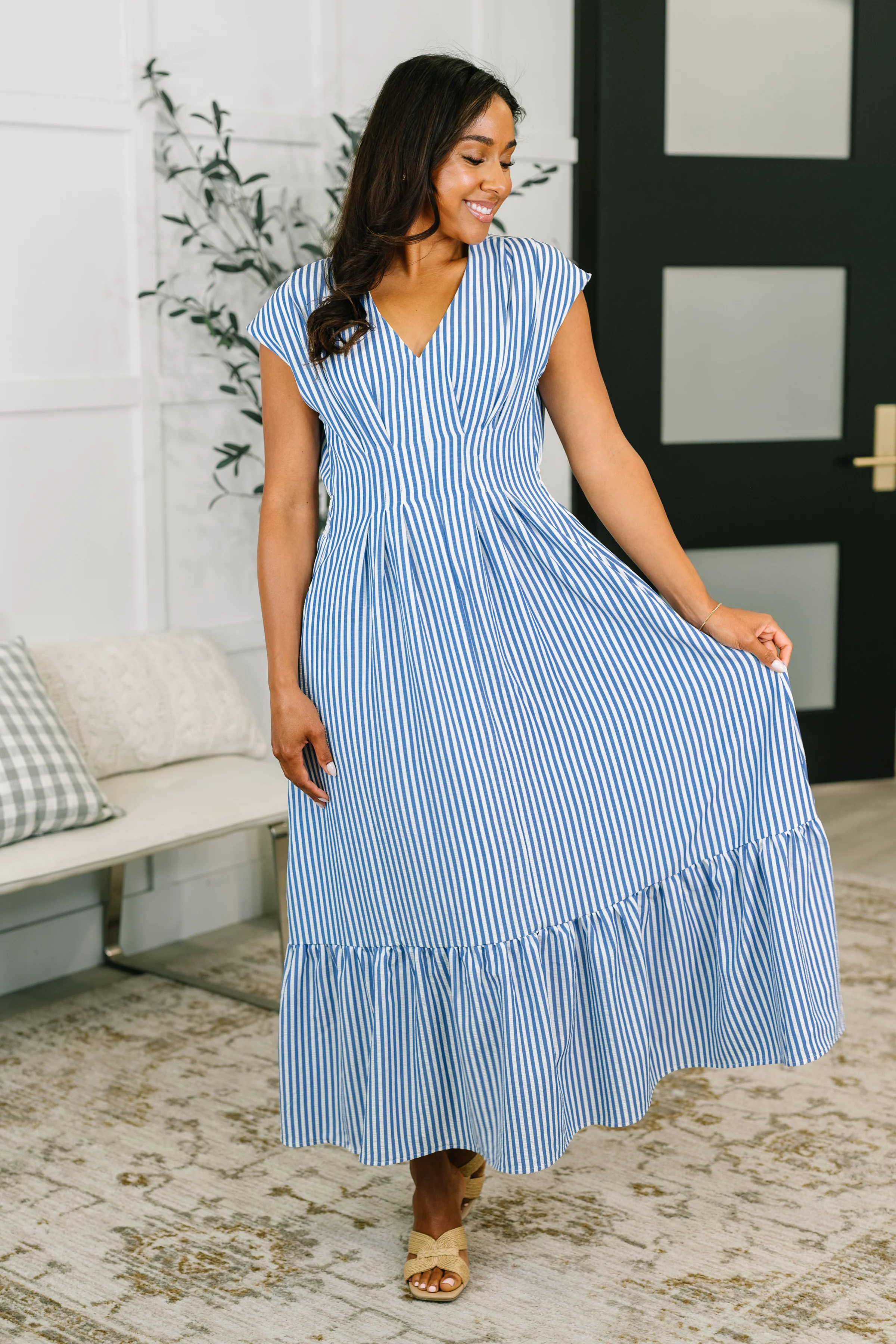 Only Chance Pleated Smock Waist Maxi Dress in Blue - 6/23/2026 NEW - Image 3