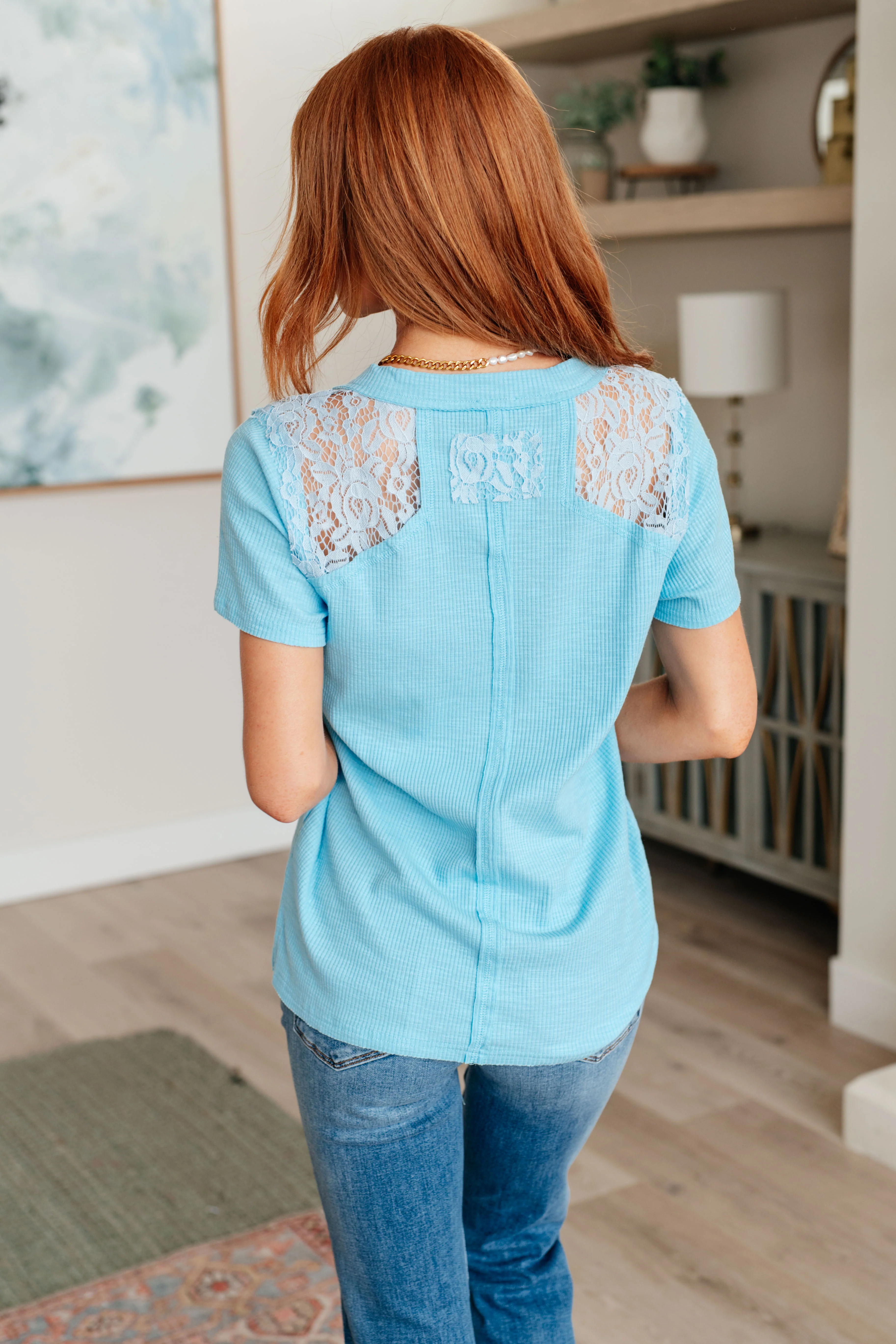 Only Happy When it Rains Lace Detail Top - 5/9/2024 - Image 8
