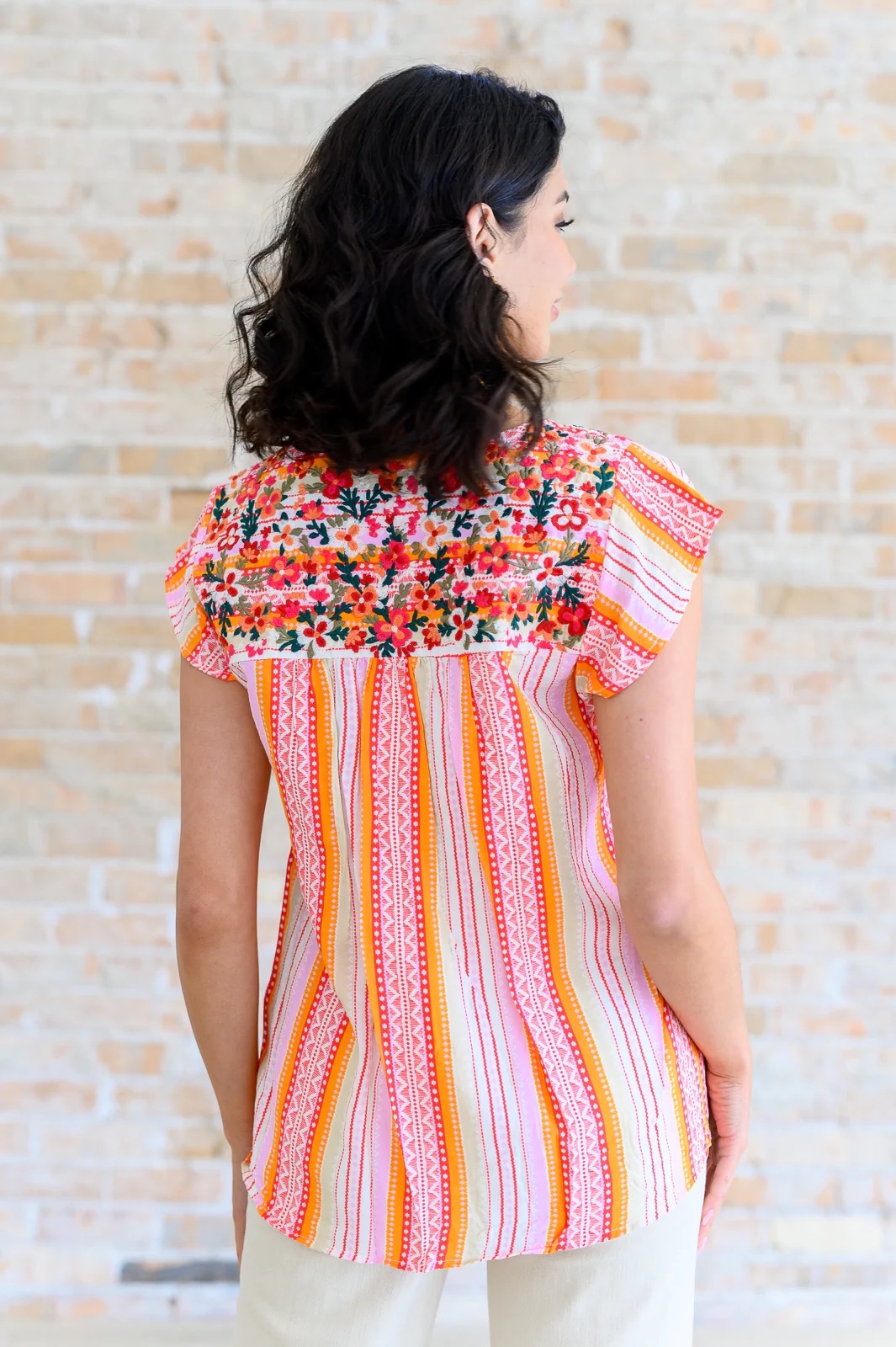 Orange Blossoms Flutter Sleeve Blouse - 6/14/2024 - Image 5