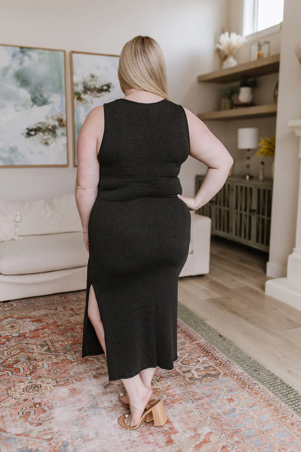Out on the Town Tie Detail Midi Dress in Charcoal - 6/22/2023 - Image 8