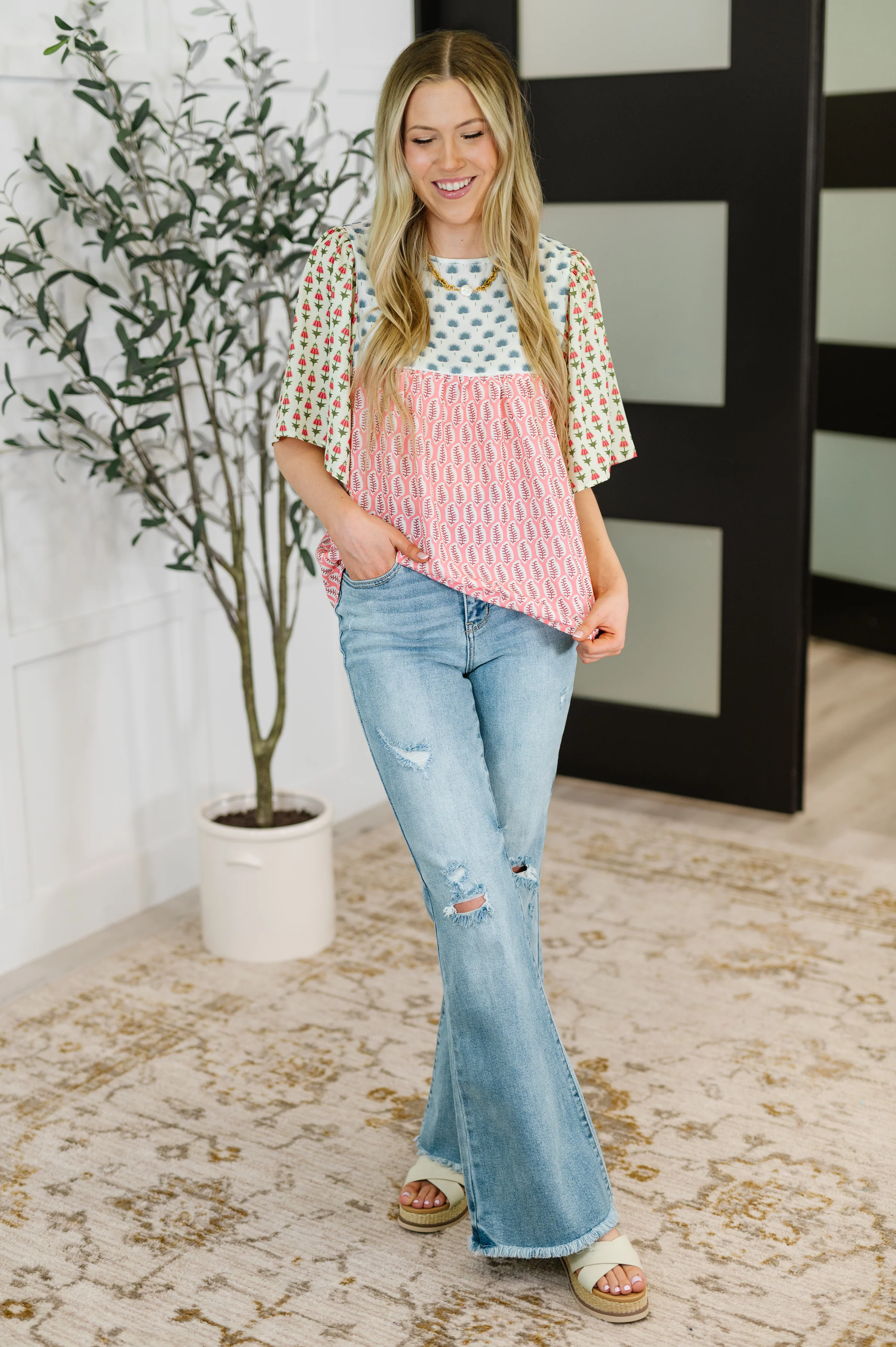 Outside Advantage Mixed Print Boho Blouse - 6/1/2026 - Image 3
