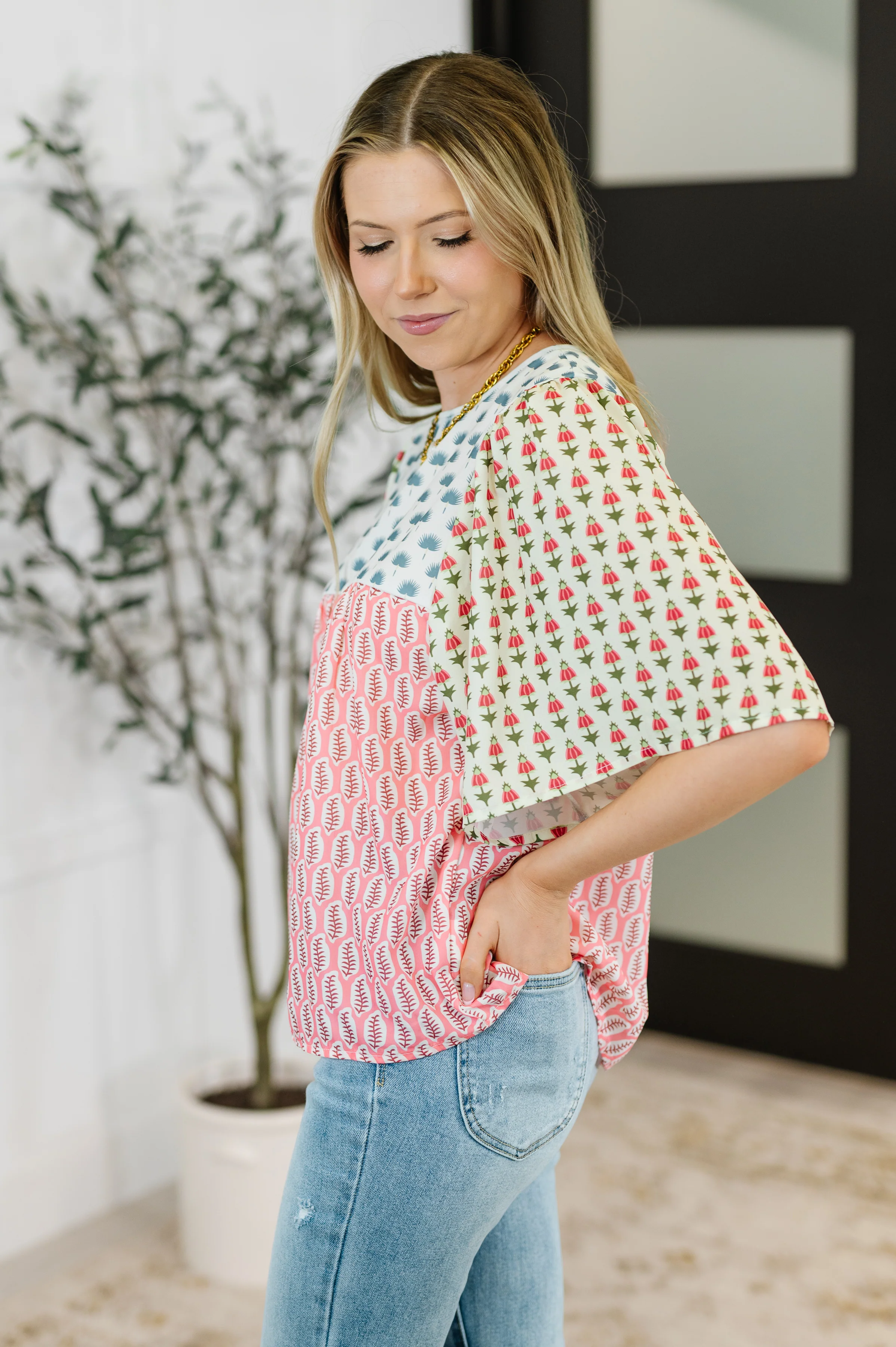Outside Advantage Mixed Print Boho Blouse - 6/1/2026 - Image 4
