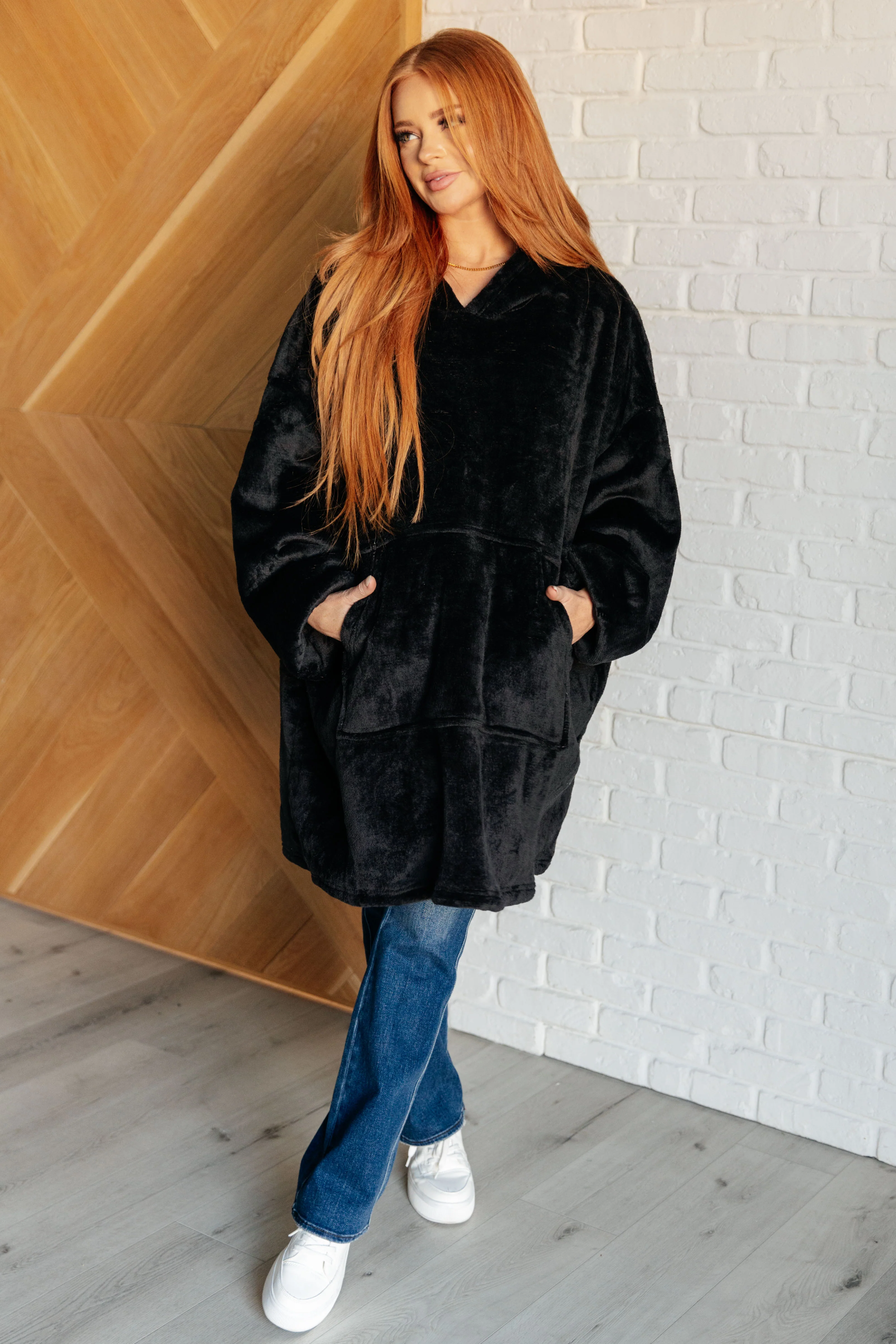 Oversized Velour Blanket Hoodie in Black - 12/6/2024 - Image 3