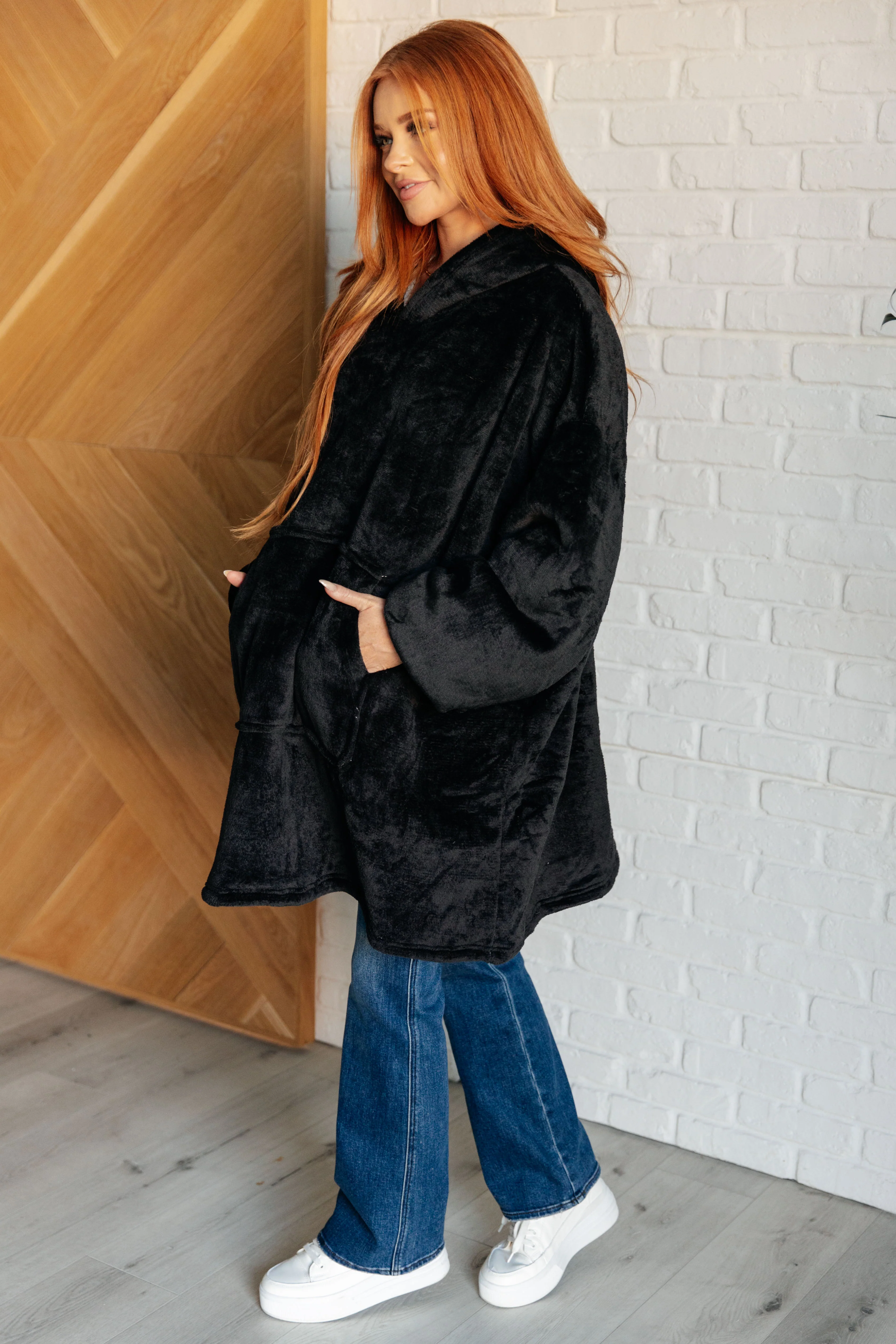 Oversized Velour Blanket Hoodie in Black - 12/6/2024 - Image 5