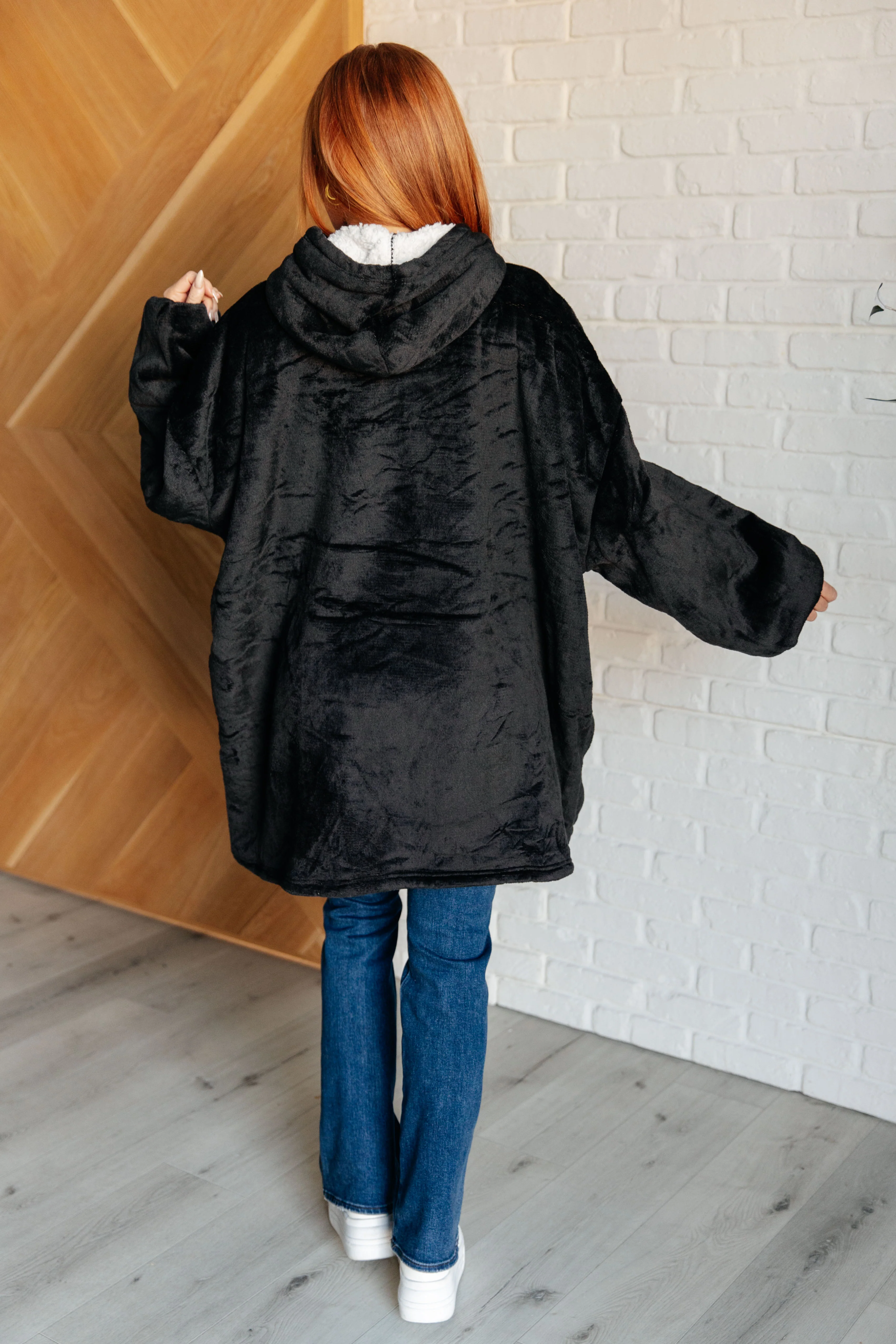 Oversized Velour Blanket Hoodie in Black - 12/6/2024 - Image 6