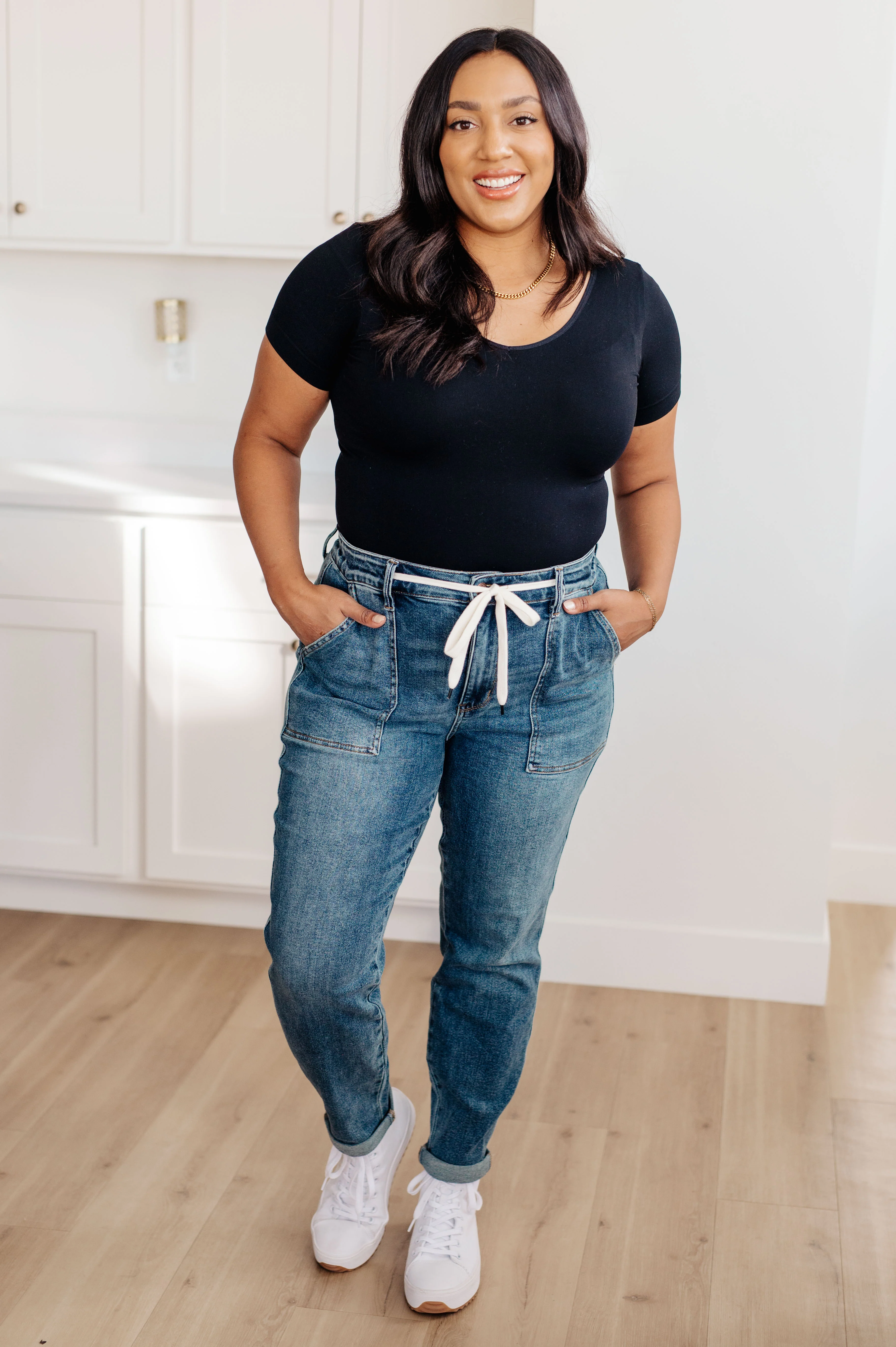 Payton Pull On Denim Joggers in Medium Wash - 11/1/2023 - Image 4