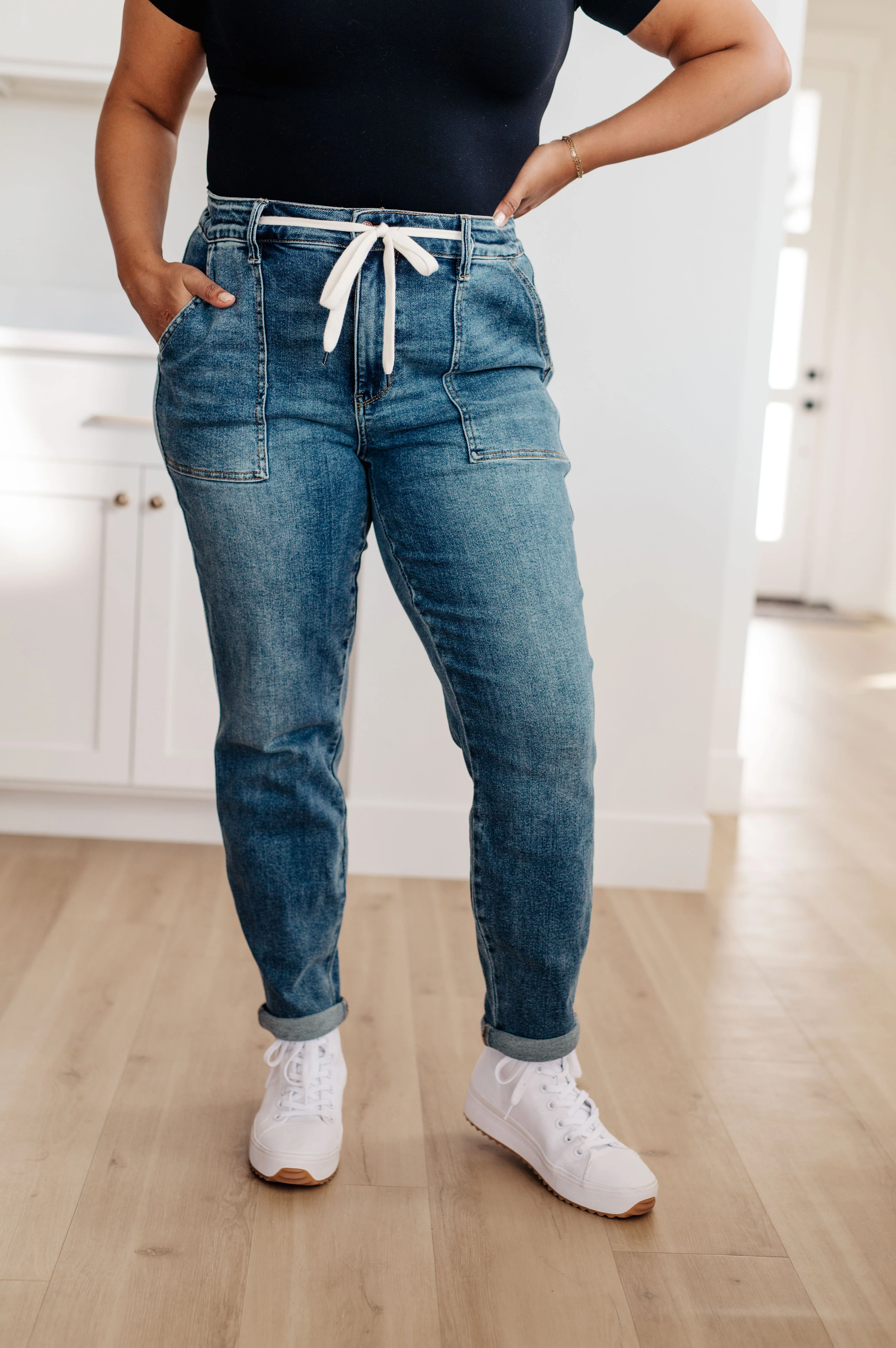 Payton Pull On Denim Joggers in Medium Wash - 11/1/2023 - Image 5