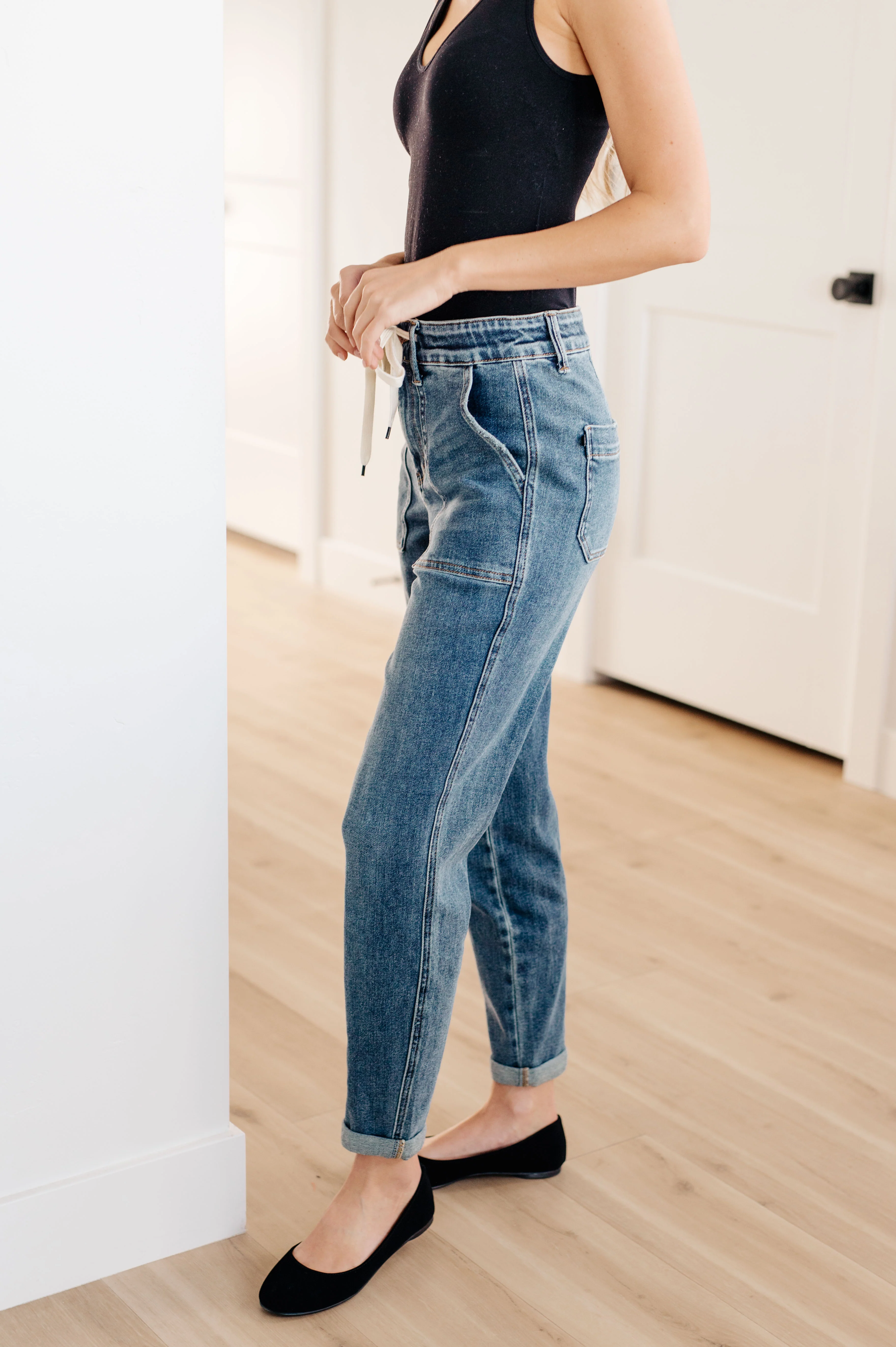 Payton Pull On Denim Joggers in Medium Wash - 11/1/2023 - Image 6