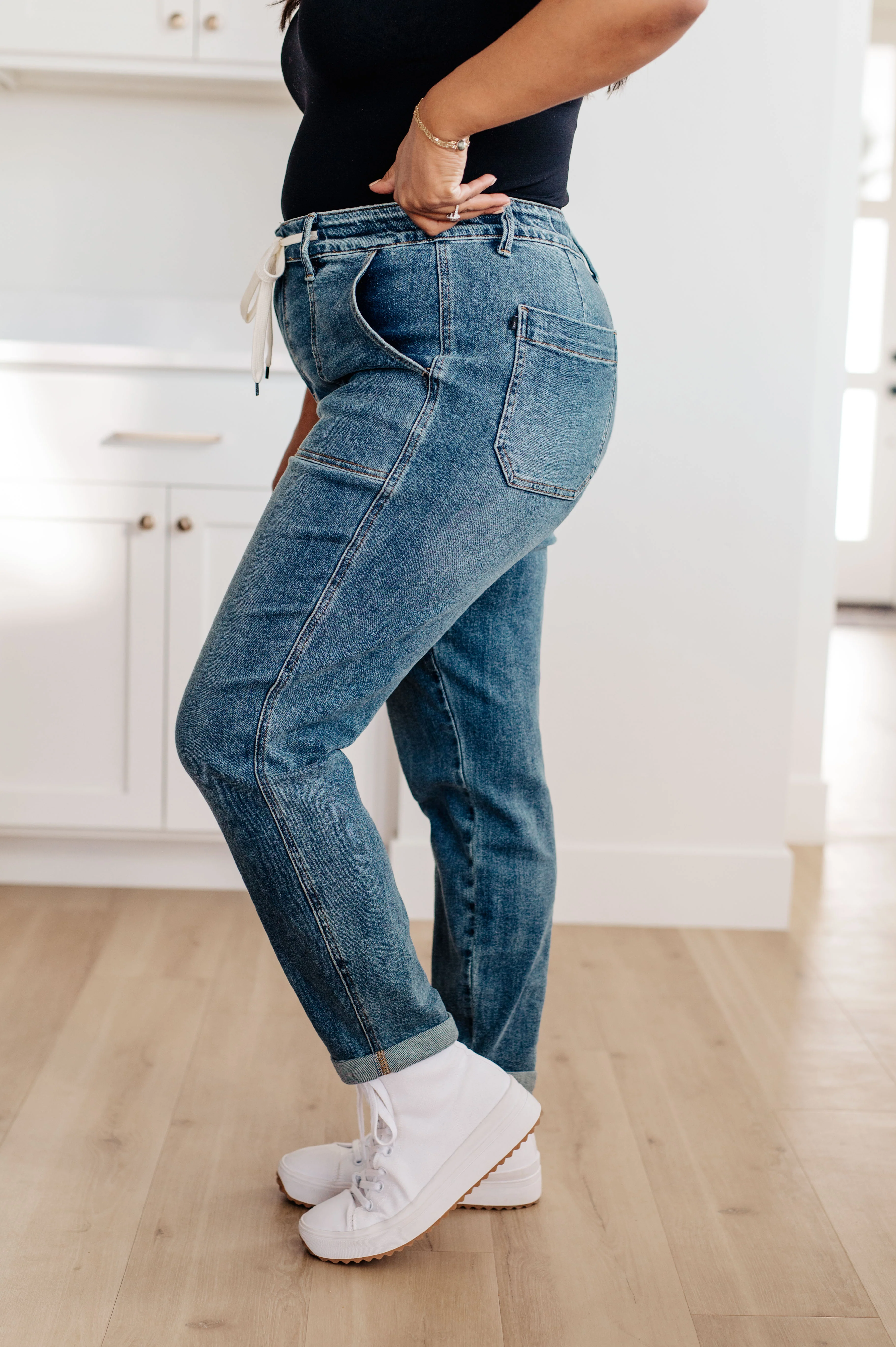 Payton Pull On Denim Joggers in Medium Wash - 11/1/2023 - Image 7