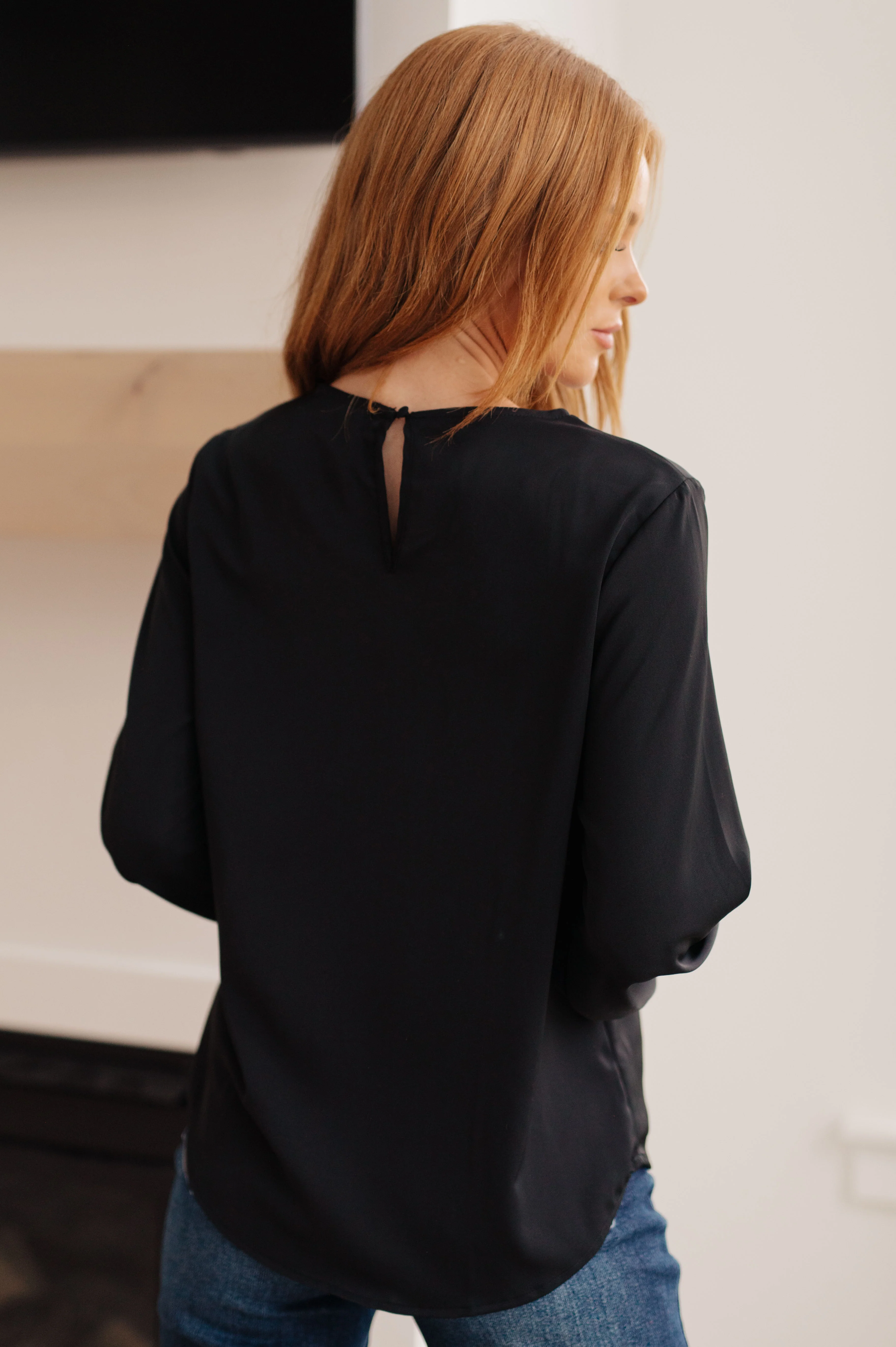 Peaceful Moments Smocked Sleeve Blouse in Black - 11/3/2023 - Image 9