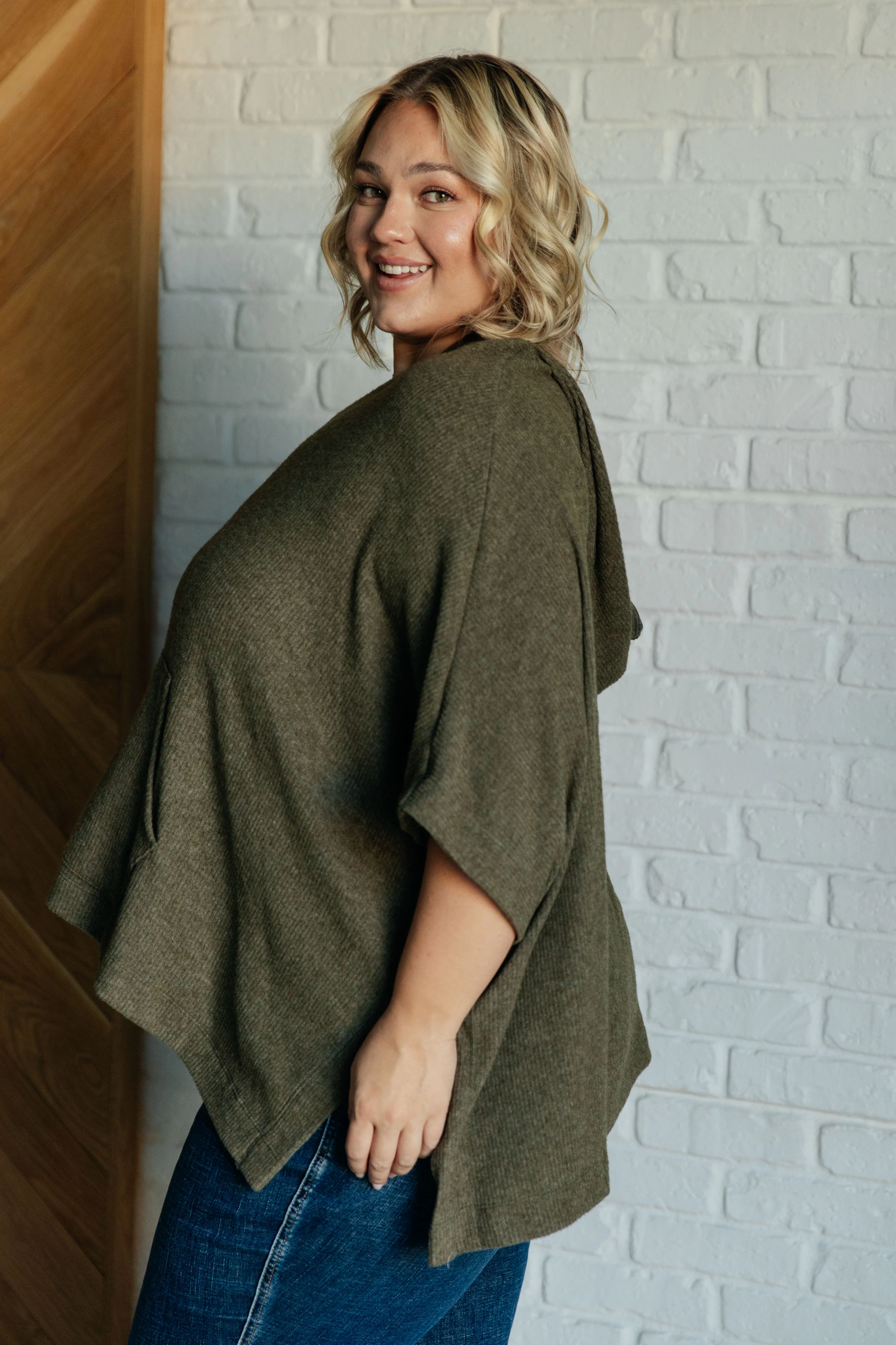 Perfectly Poised Hooded Poncho in Olive - 10/9/2025 - Image 7