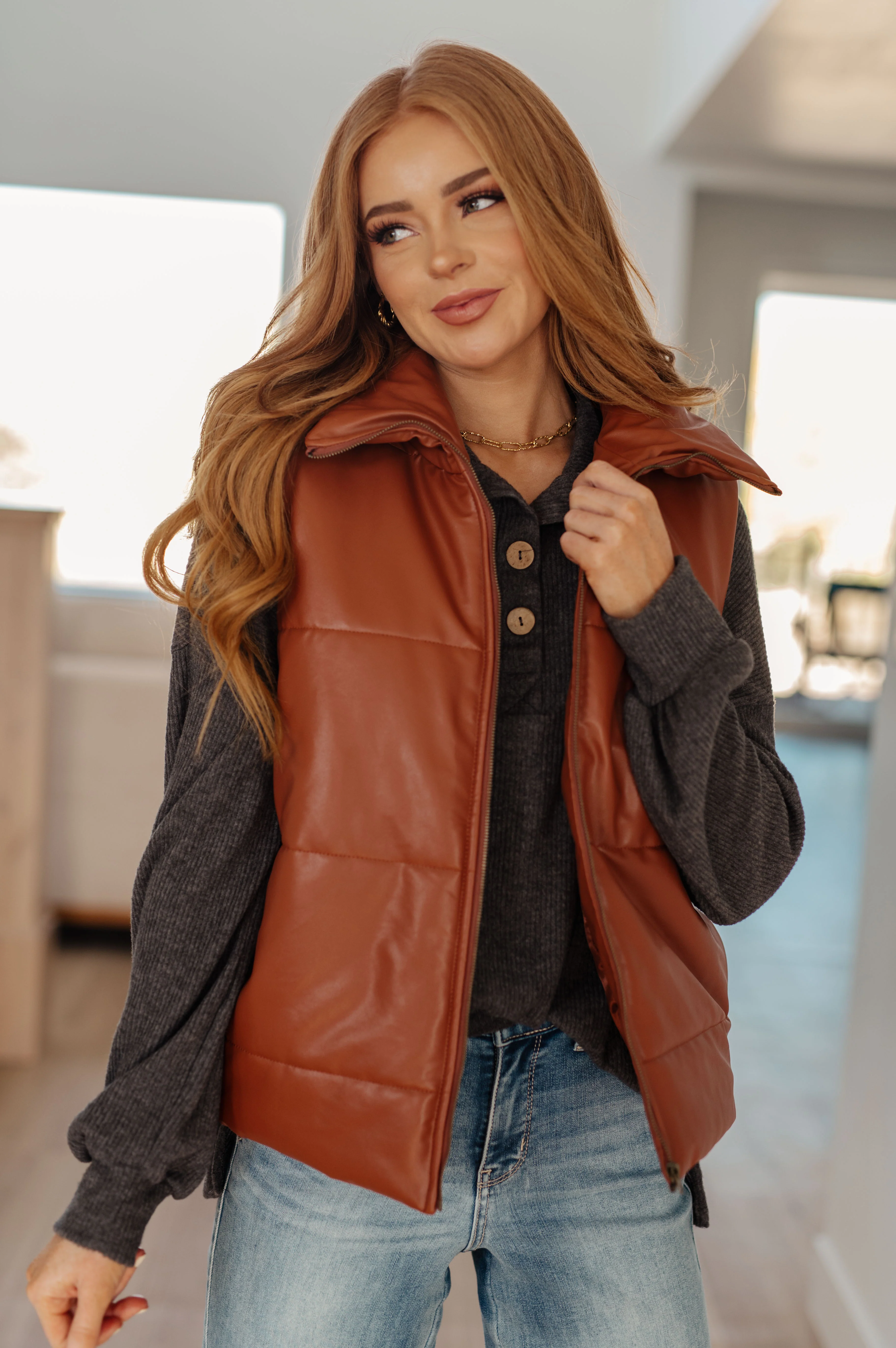 Persistence Pays Off Faux Leather Puffer Vest - 11/28/2023 - Image 7