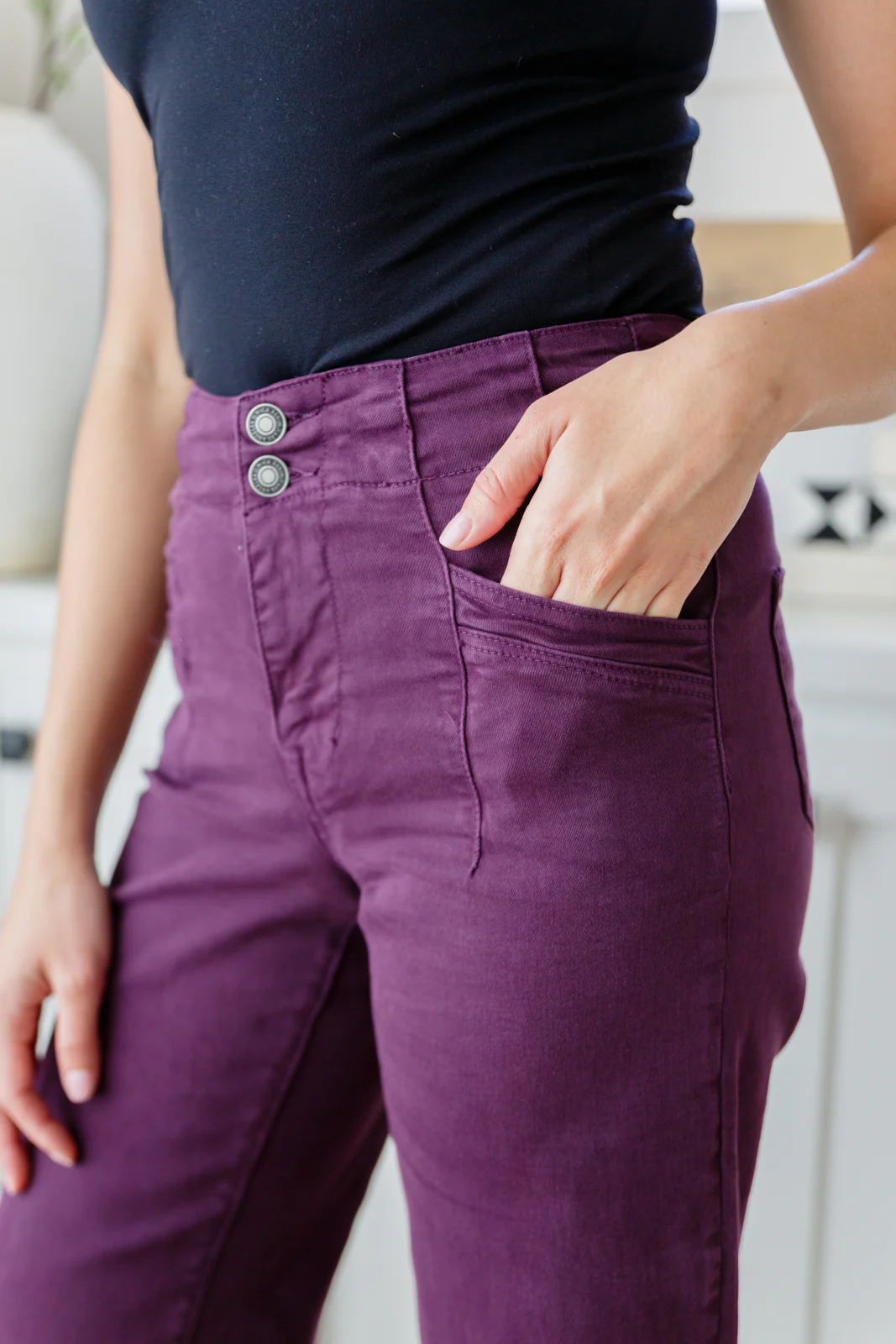 Petunia High Rise Wide Leg Jeans in Plum - 10/5/2023 - Image 15