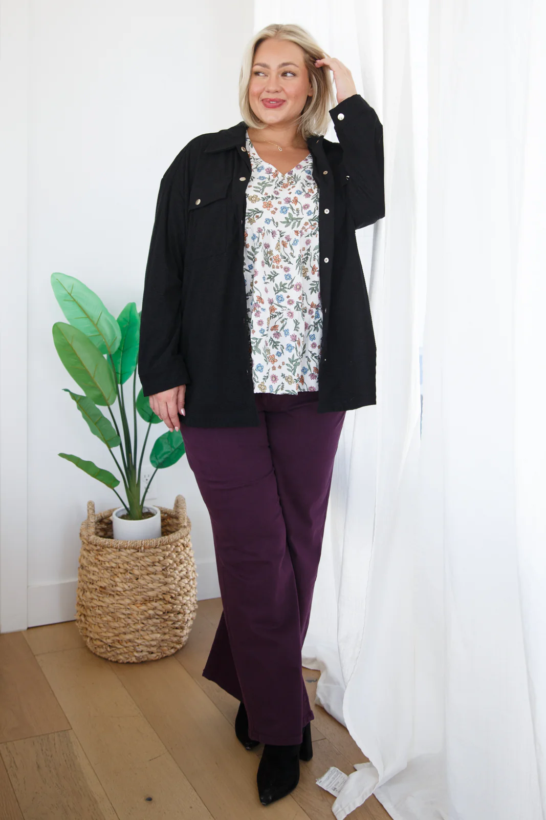 Petunia High Rise Wide Leg Jeans in Plum - 10/5/2023 - Image 4