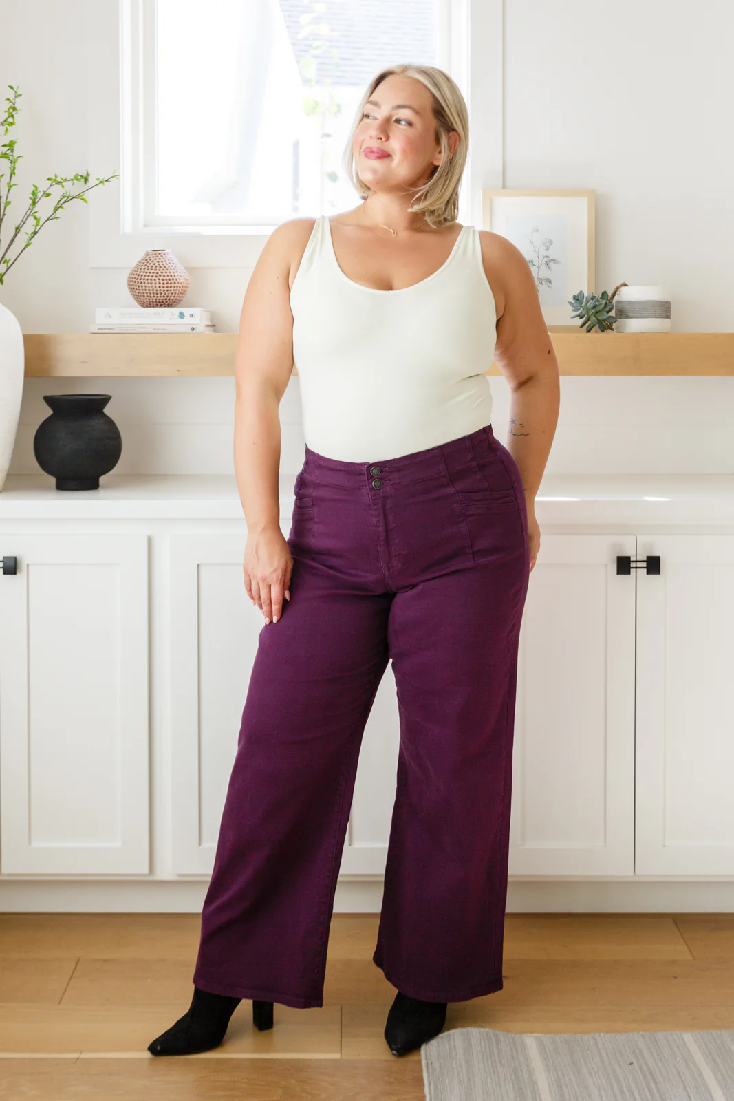 Petunia High Rise Wide Leg Jeans in Plum - 10/5/2023 - Image 6