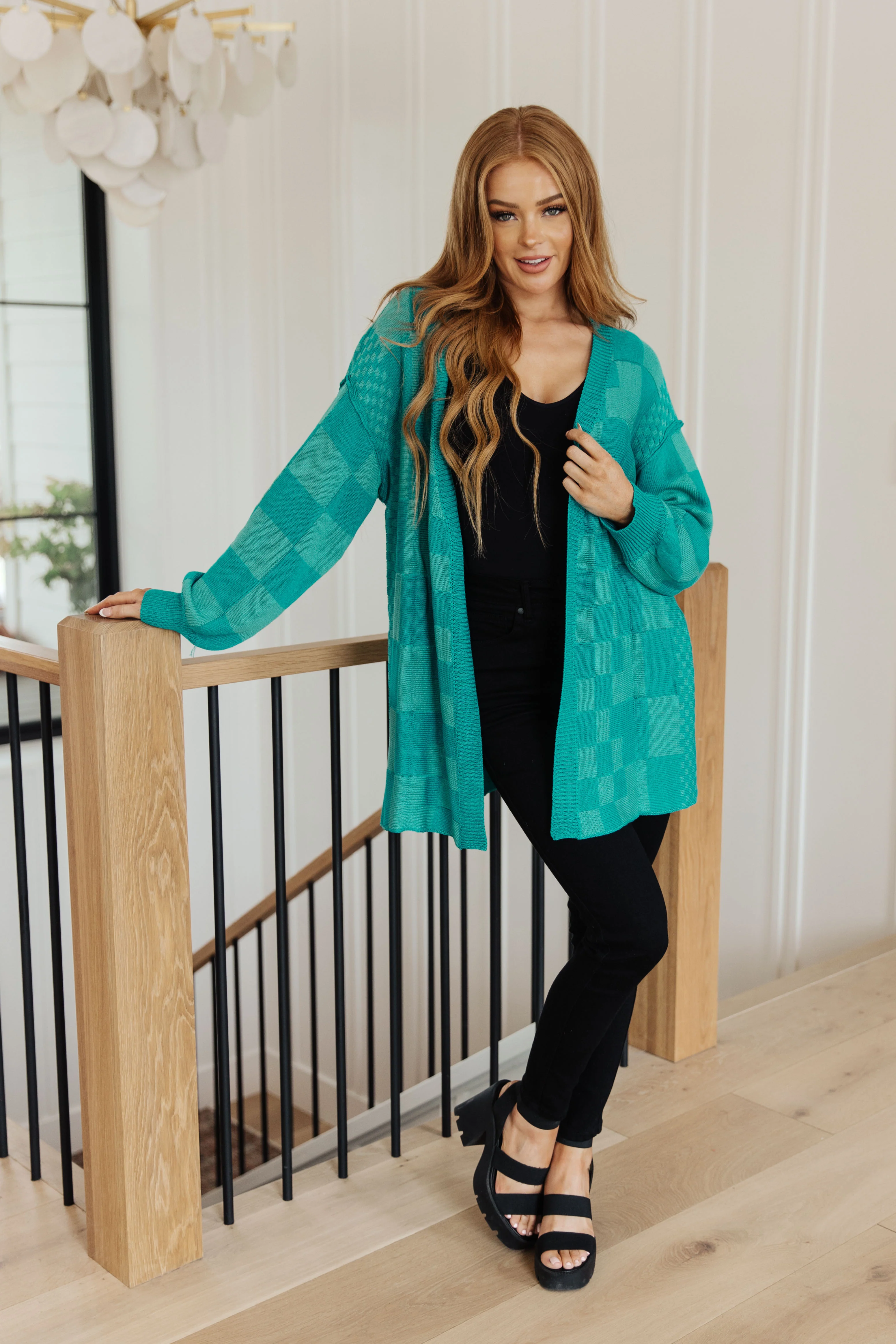 Pinky Swear Checkered Open Front Cardigan - 9/14/2023 - Image 2