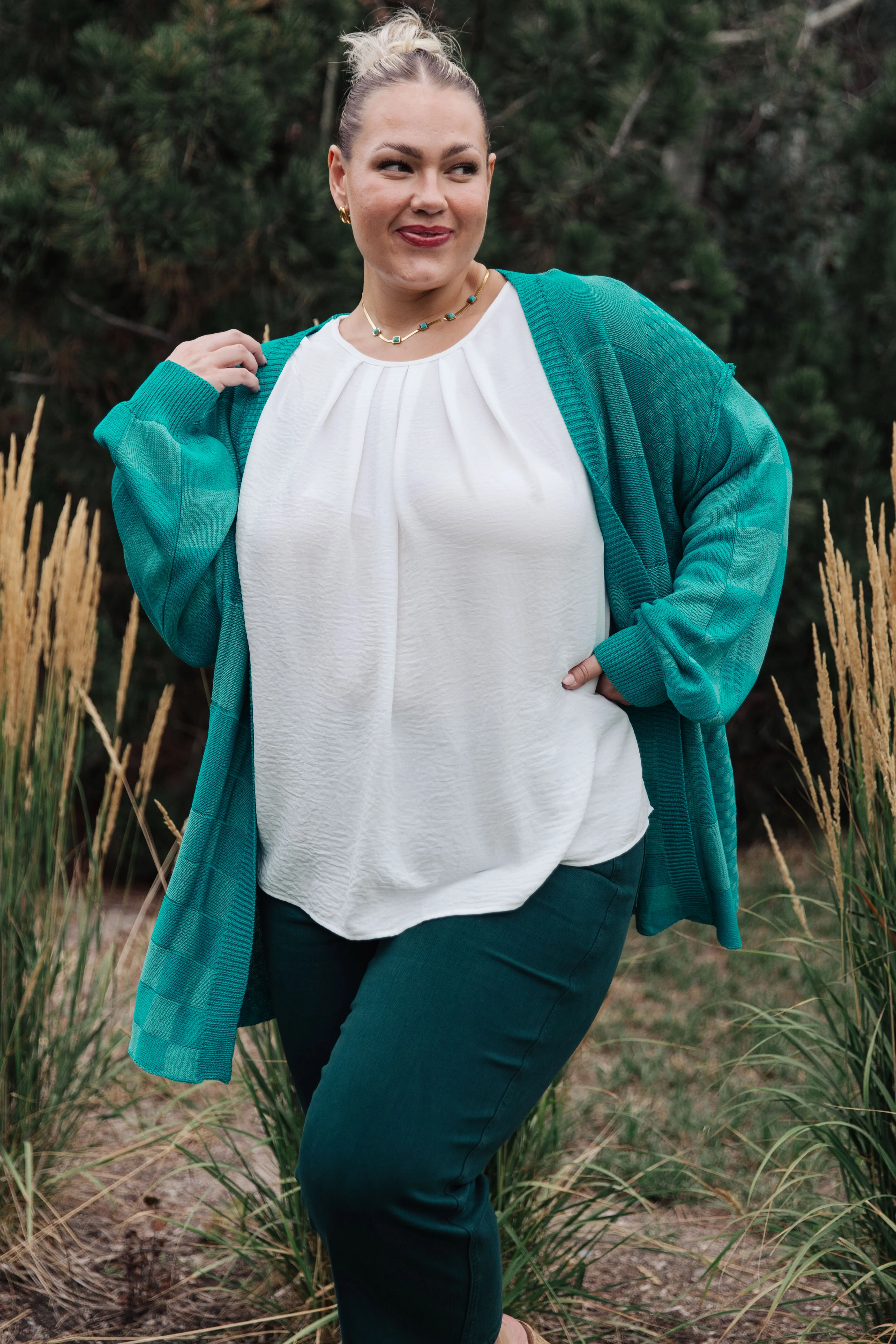 Pinky Swear Checkered Open Front Cardigan - 9/14/2023 - Image 3