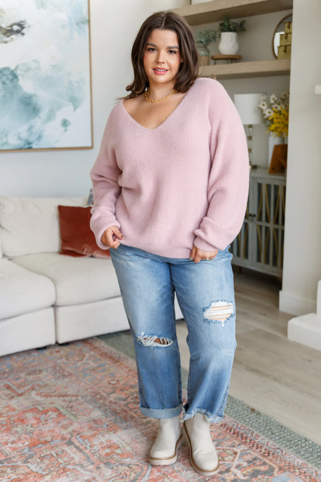 Plush Feelings V-Neck Sweater - 12/7/2023 - Image 6
