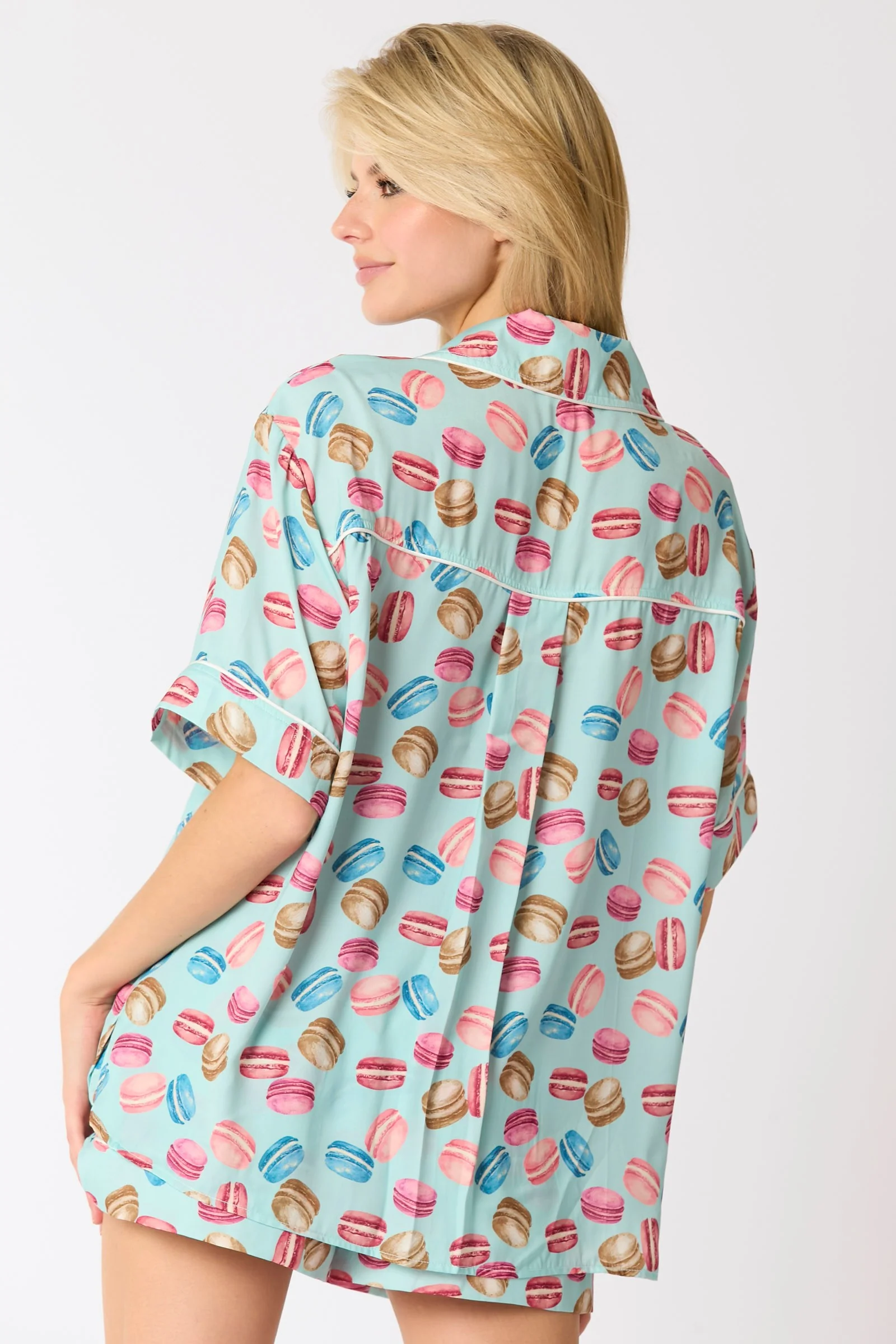 Poly Satin Macarons Printed Pajama Shorts - Image 6