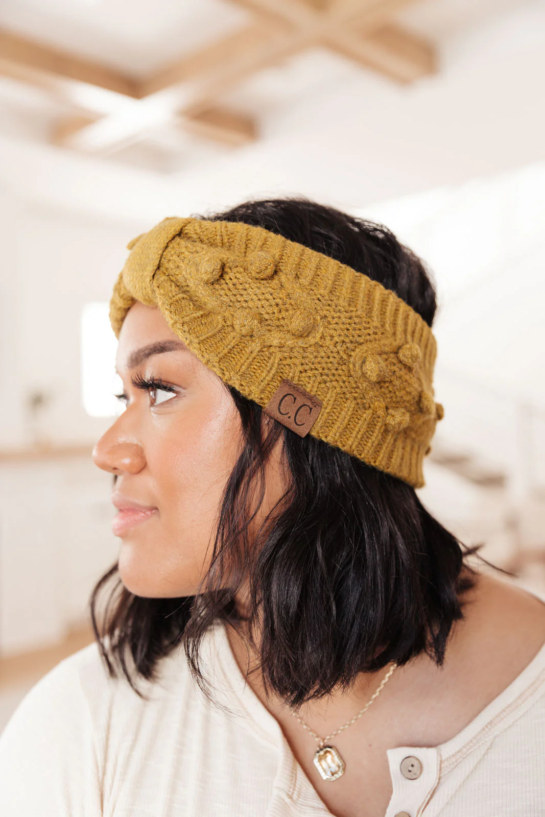 Pom Knit Head Wrap in Mustard - 10/28/2021 - Image 2