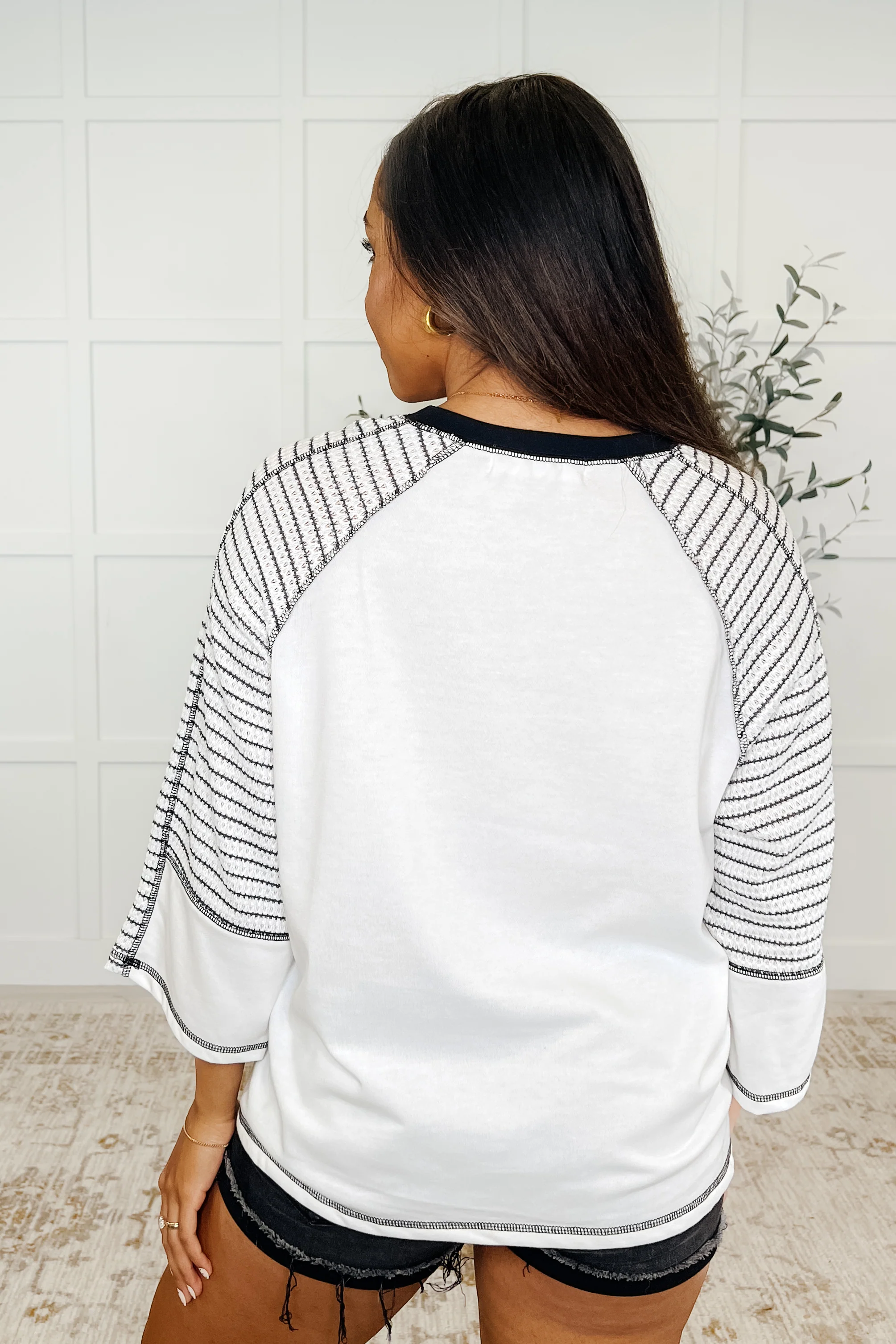 Preoccupied Striped Sleeve Top in Black - 4/25/2025 - Image 4