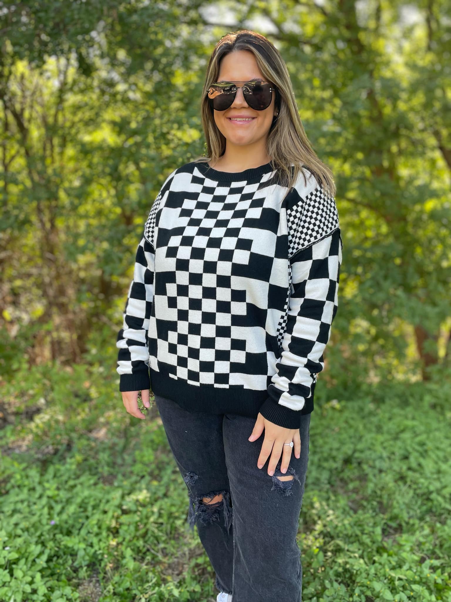 All Checkered Out Sweater in Four Colors - RTS - Image 15