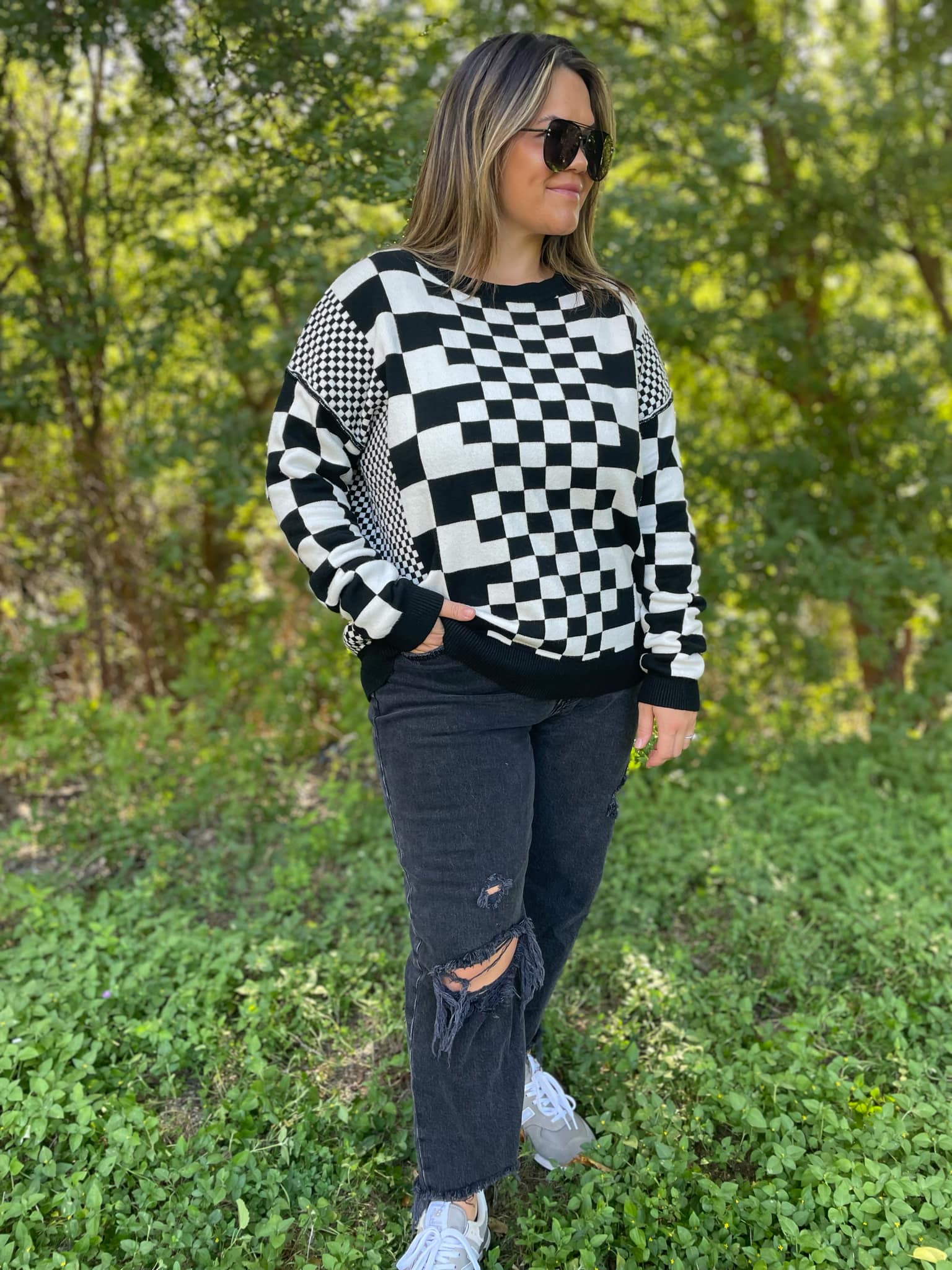 All Checkered Out Sweater in Four Colors - RTS - Image 16