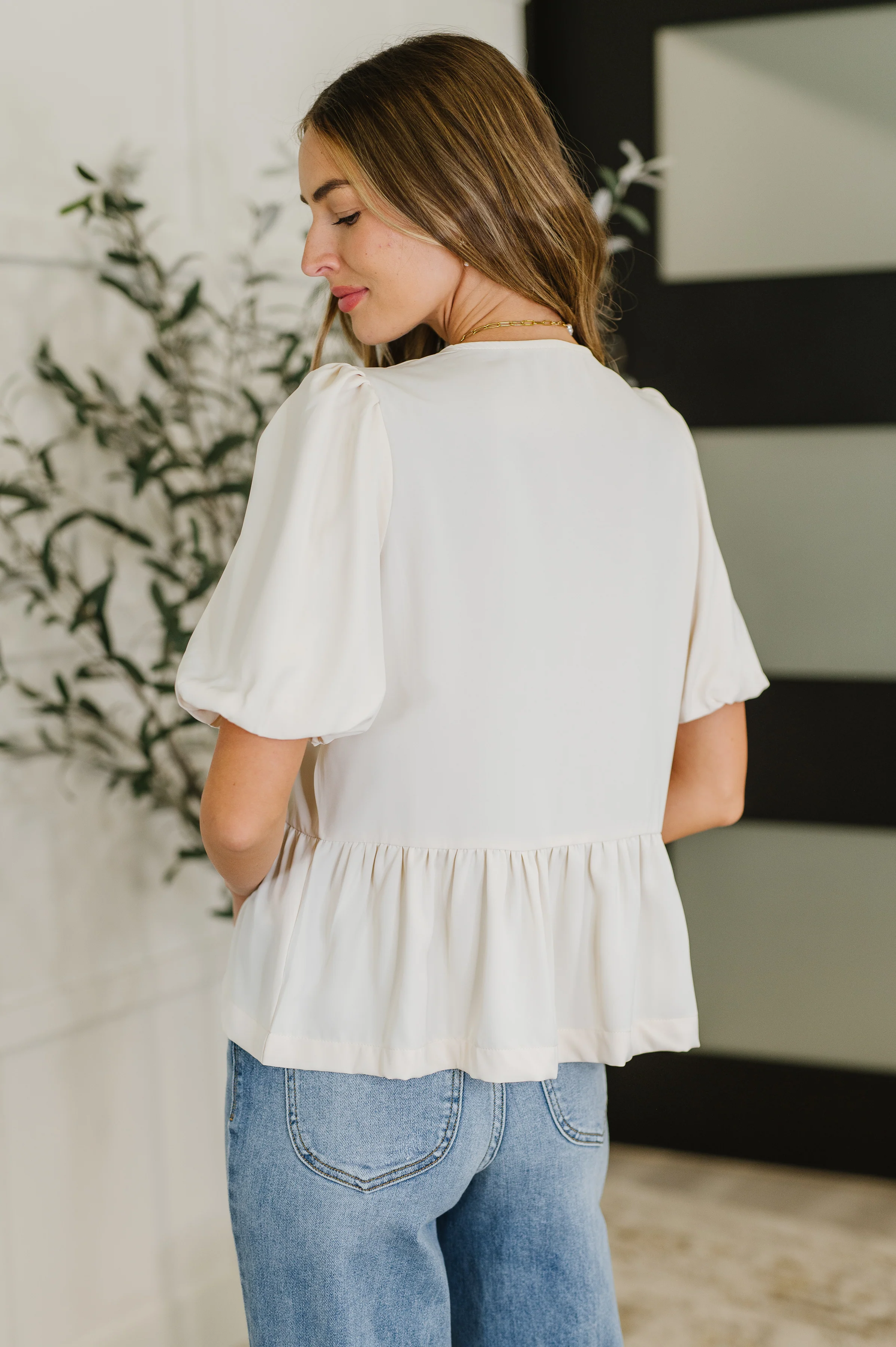 PREORDER: Balloon Sleeve Bow Blouse in Ivory - Ships in 4 weeks - Image 5