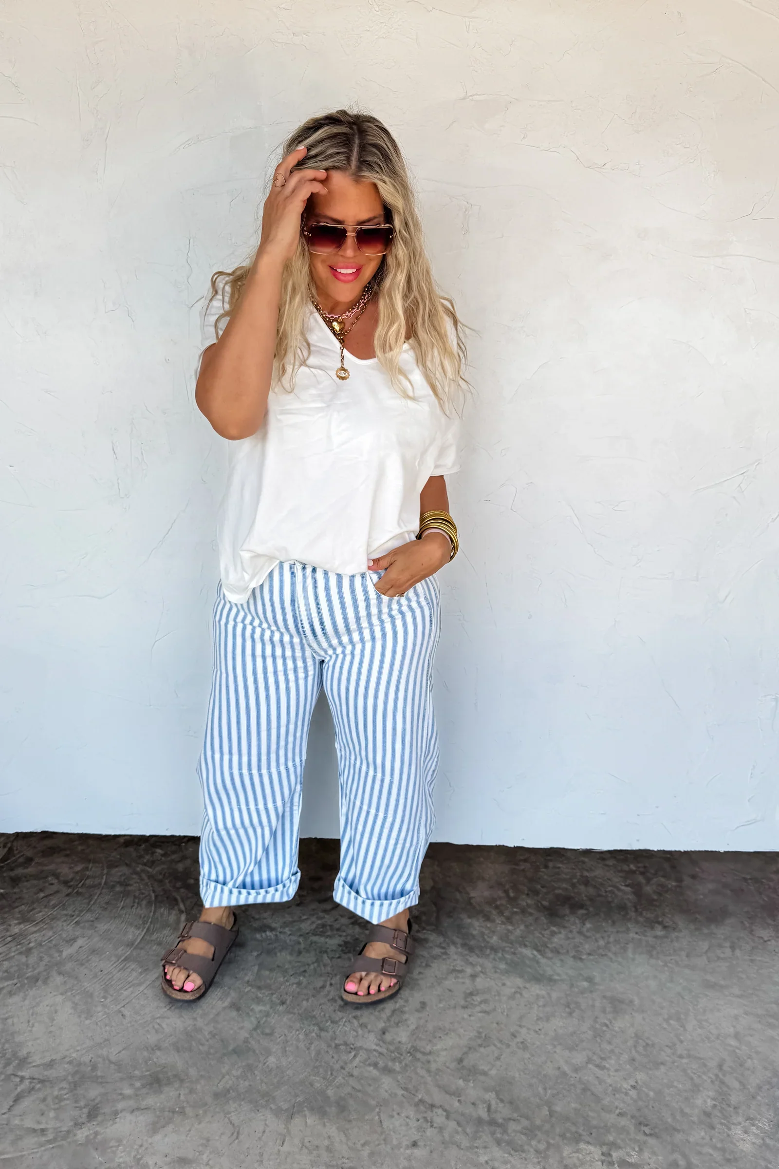 PREORDER: Beachy Stripe Barrell Jean - Image 4
