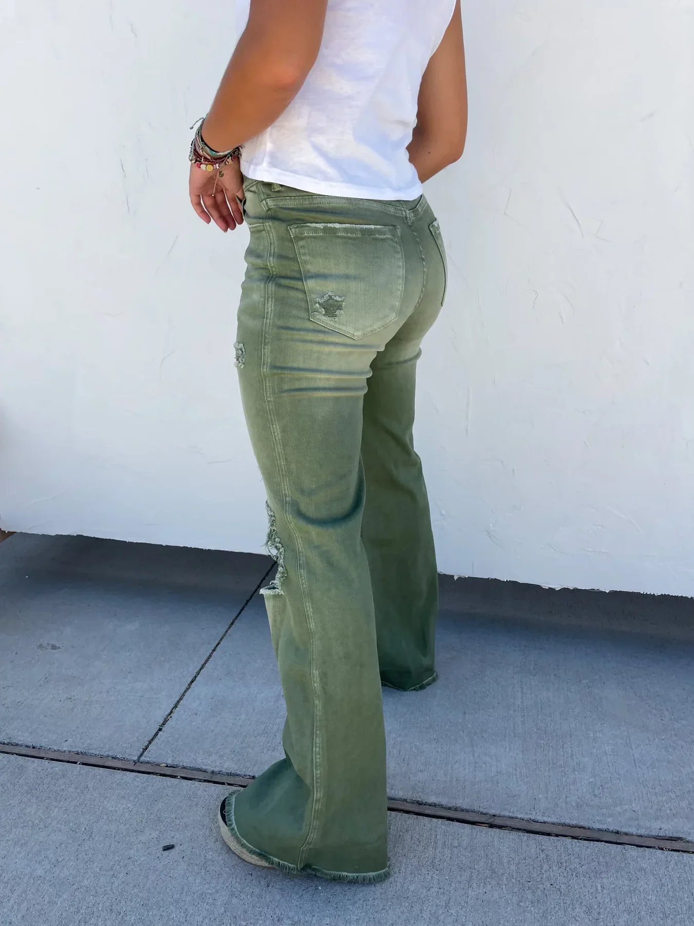 Blakeley Distressed Jeans In Olive and Camel - RTS - Image 11