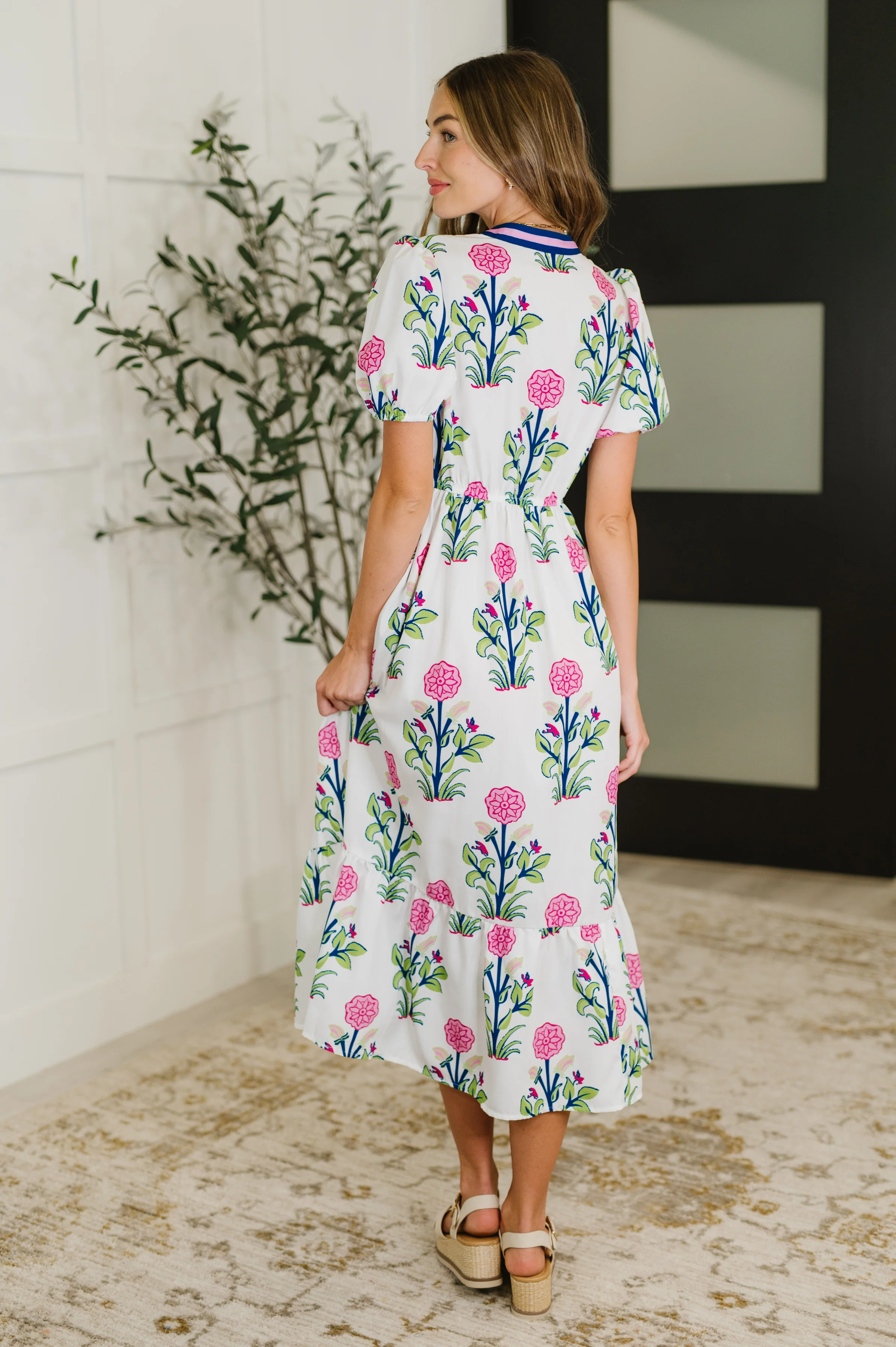 PREORDER: Boho V-Neck Balloon Sleeve Dress in Floral Print - Ships in 2-3 weeks - Image 5