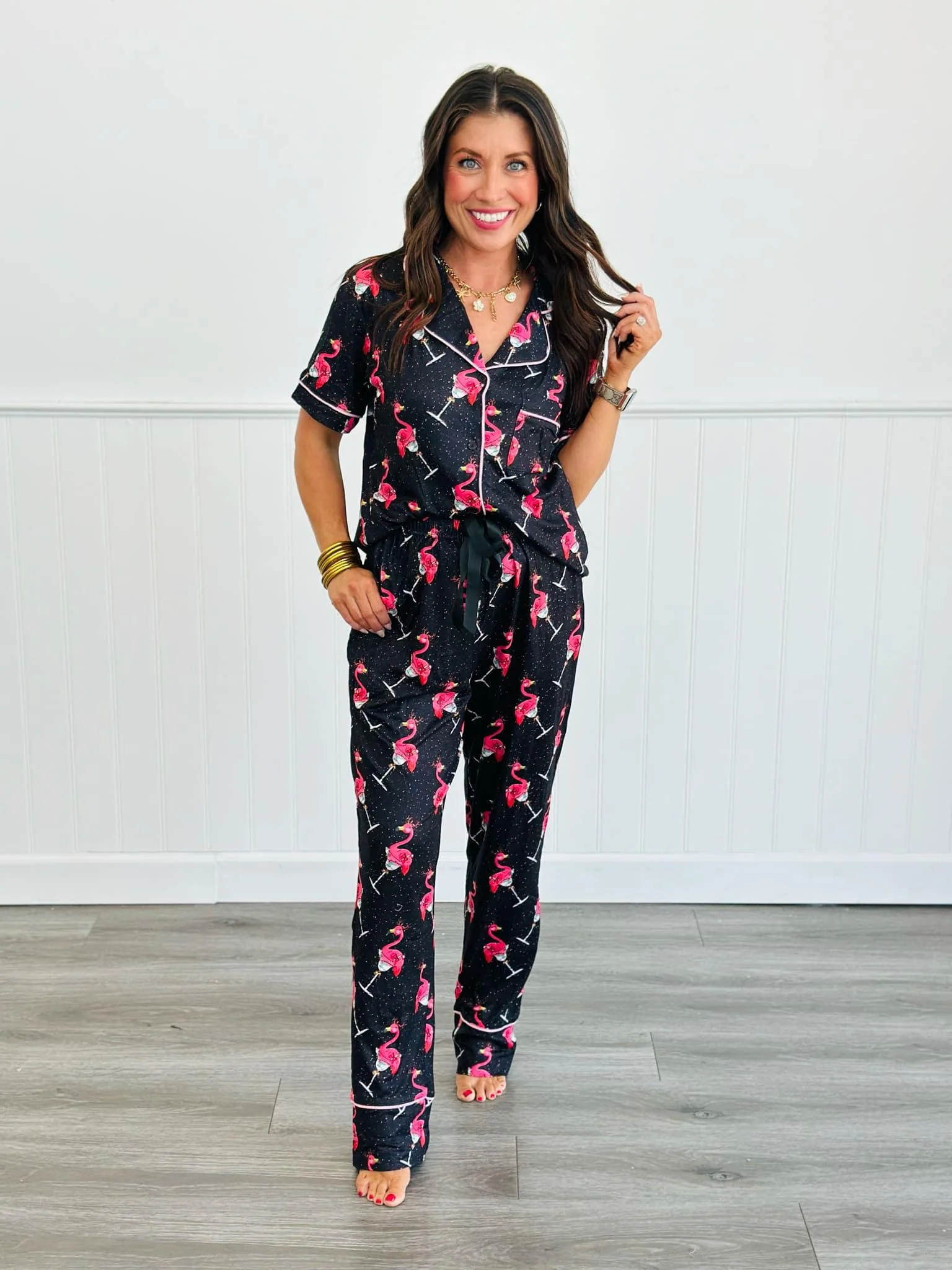 PREORDER: Button Front Pajama Set in Five Prints - Image 4