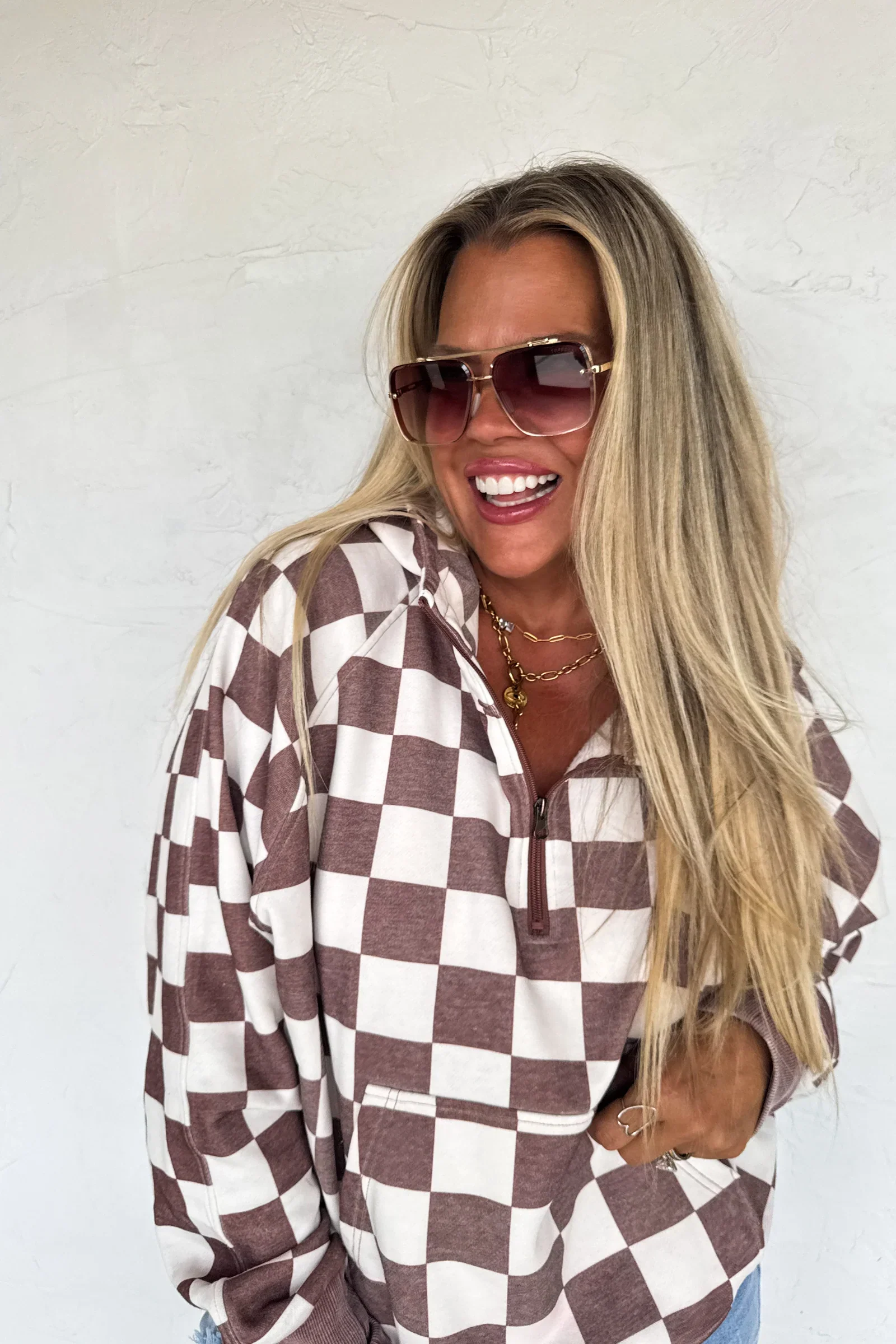 PREORDER: Camo & Checker Easy Does It Pullover - Image 2