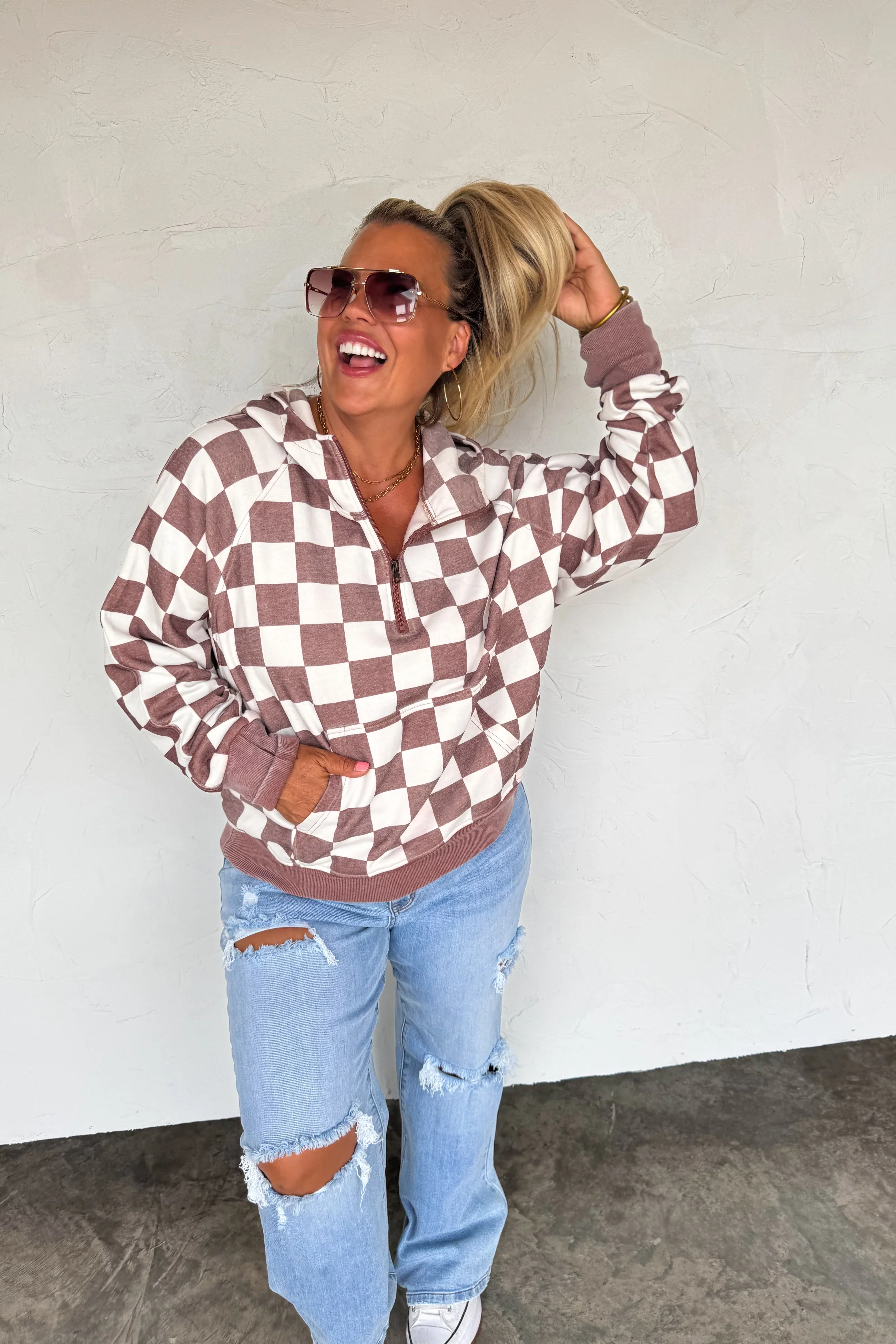 PREORDER: Camo & Checker Easy Does It Pullover - Image 5