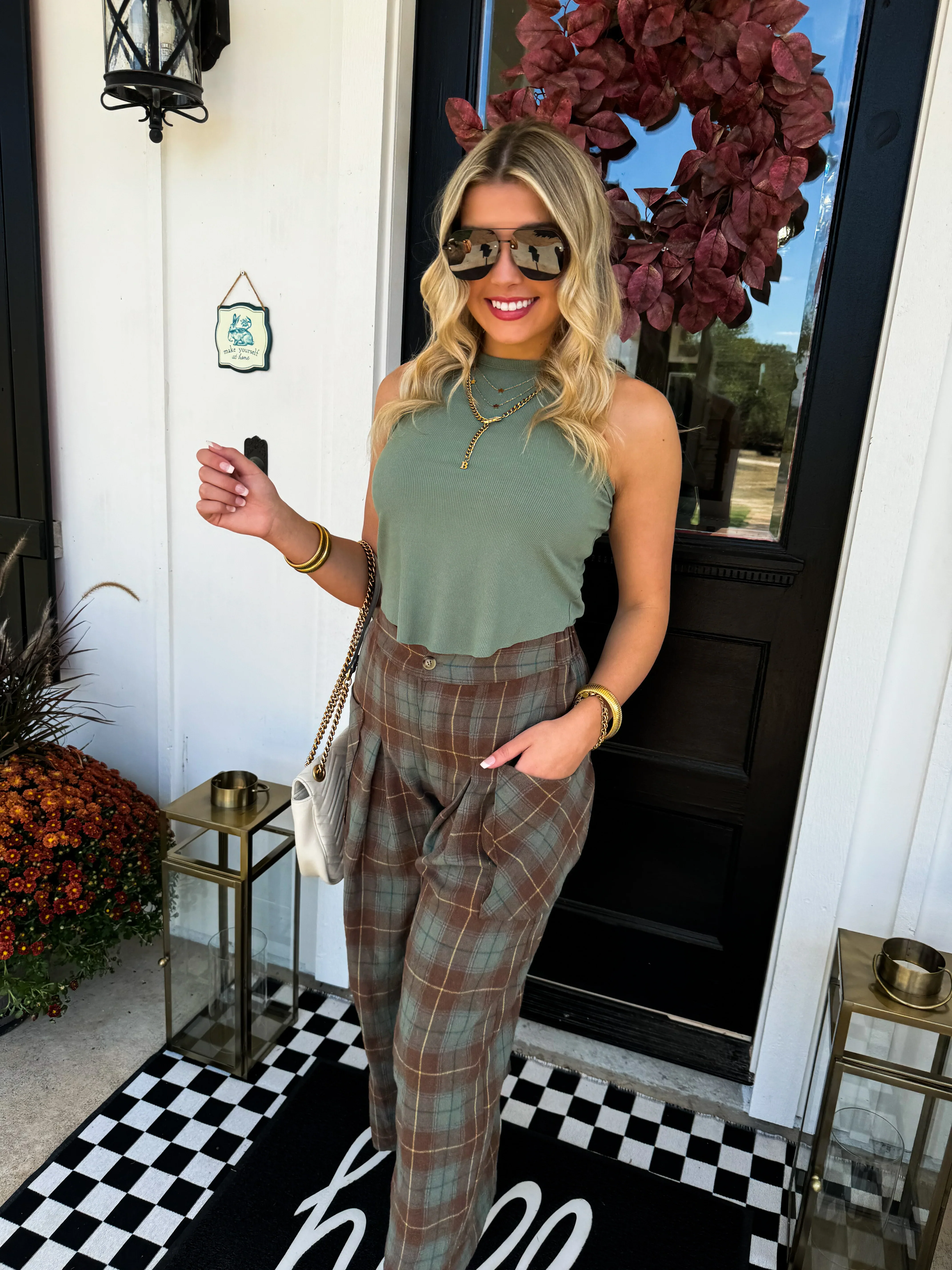 PREORDER: Cayla Crop Plaid Pants in Two Colors - Image 3