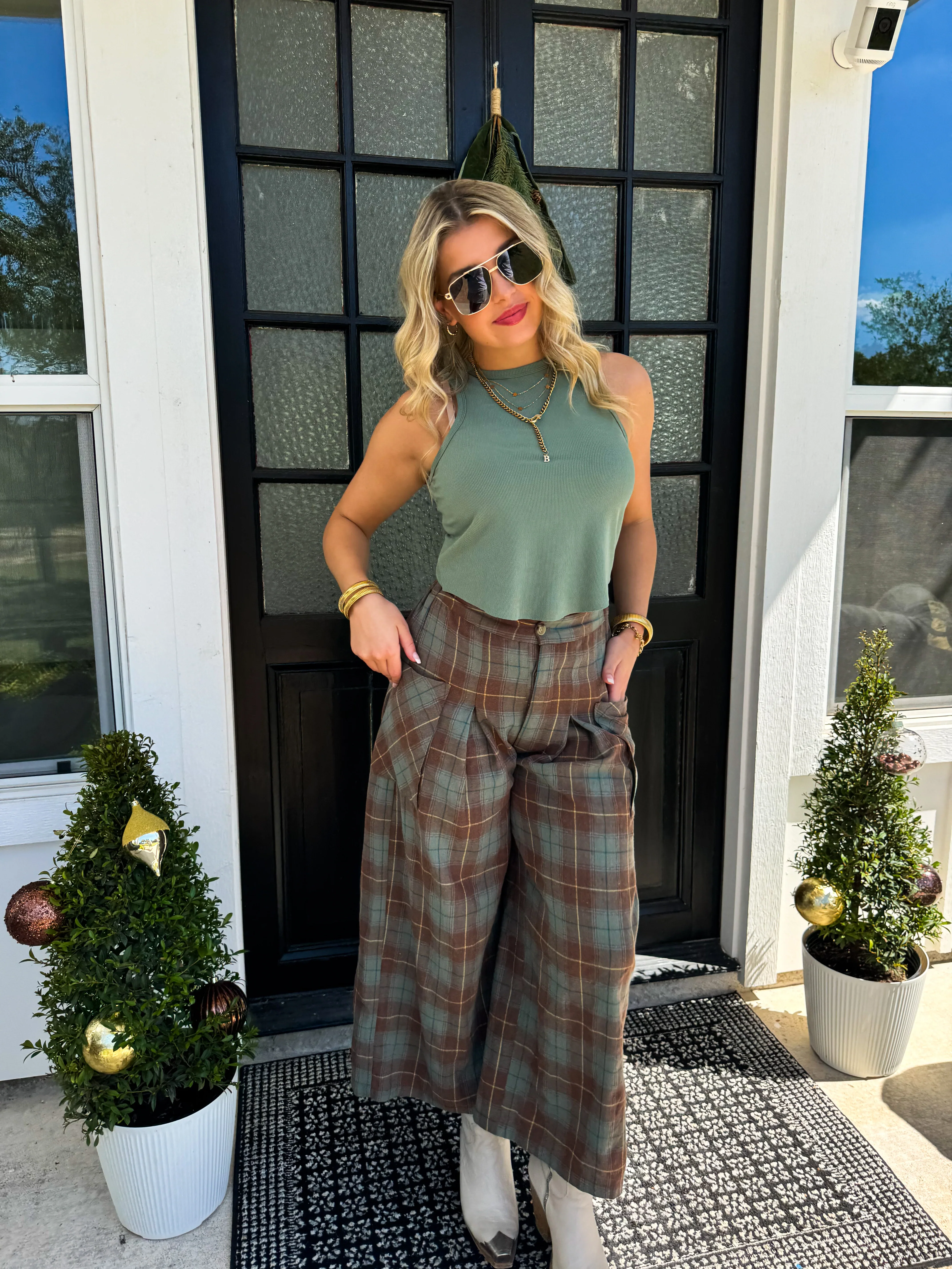 PREORDER: Cayla Crop Plaid Pants in Two Colors - Image 4