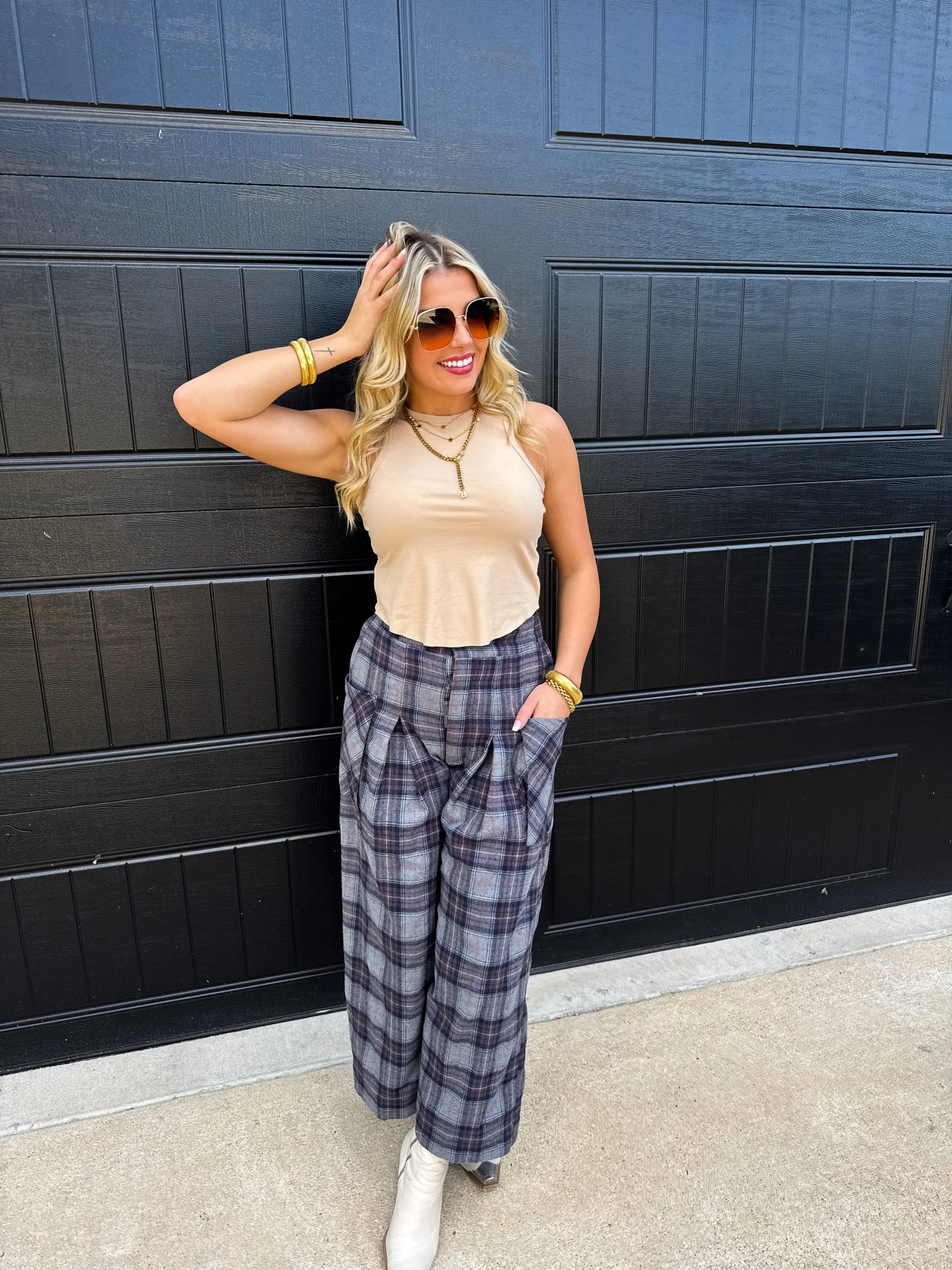 PREORDER: Cayla Crop Plaid Pants in Two Colors - Image 5