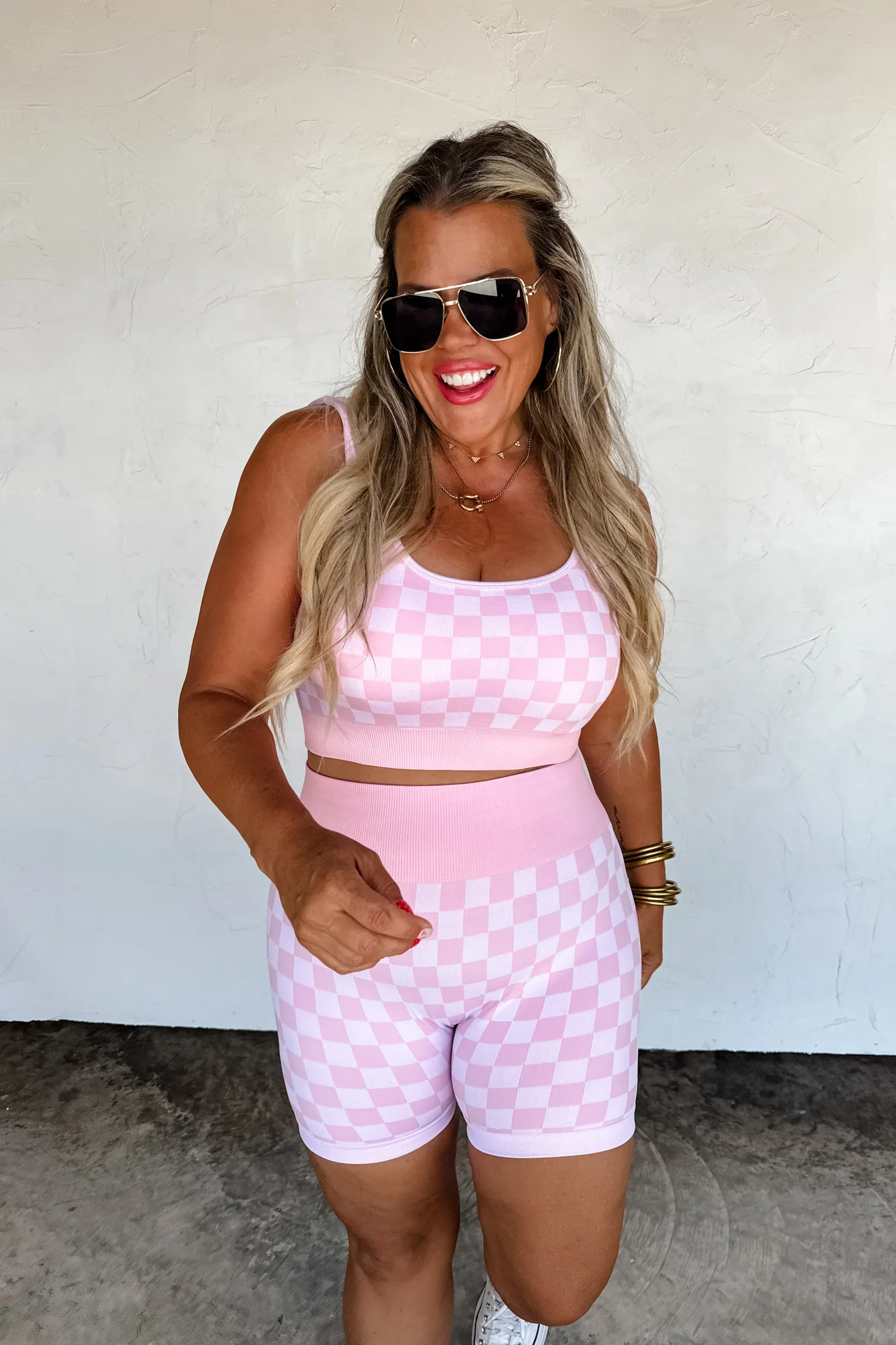 PREORDER: Checker Bra & Biker Short Set - Image 5