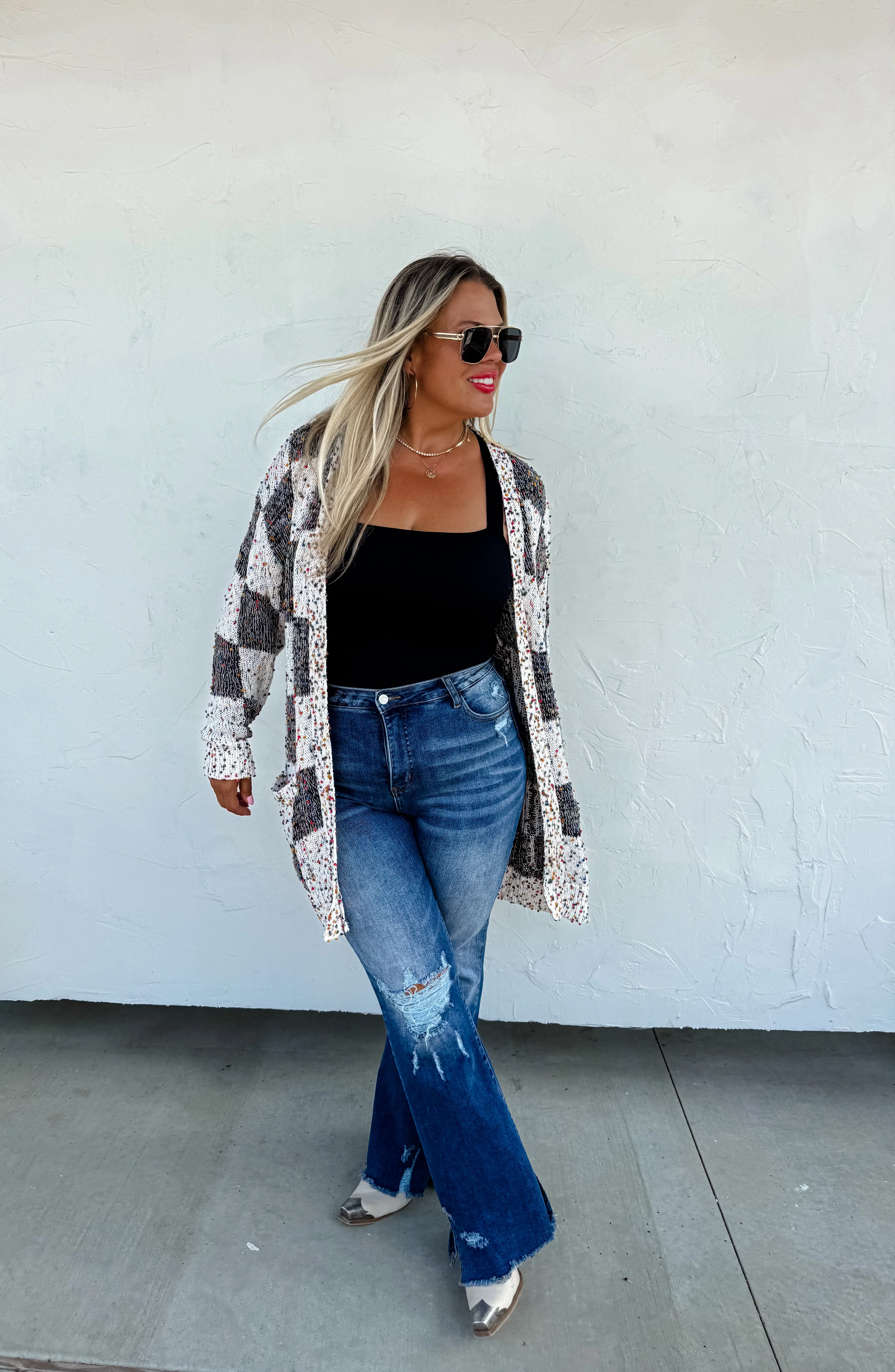 Checkered Miley Dot Cardigan in Four Colors - RTS - Image 4
