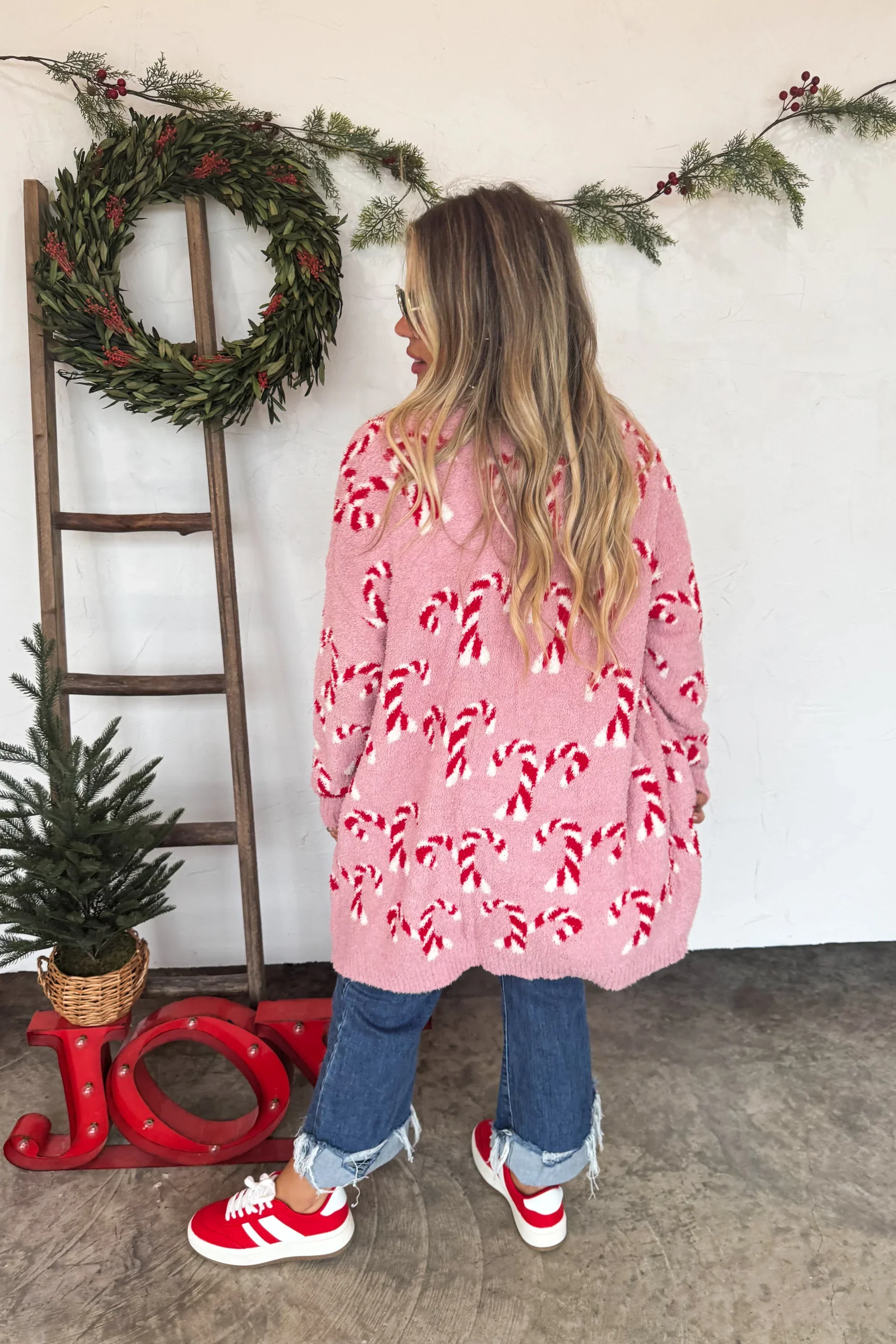 PREORDER: Christmas Cloud Cardigan Candy Cane - Image 2