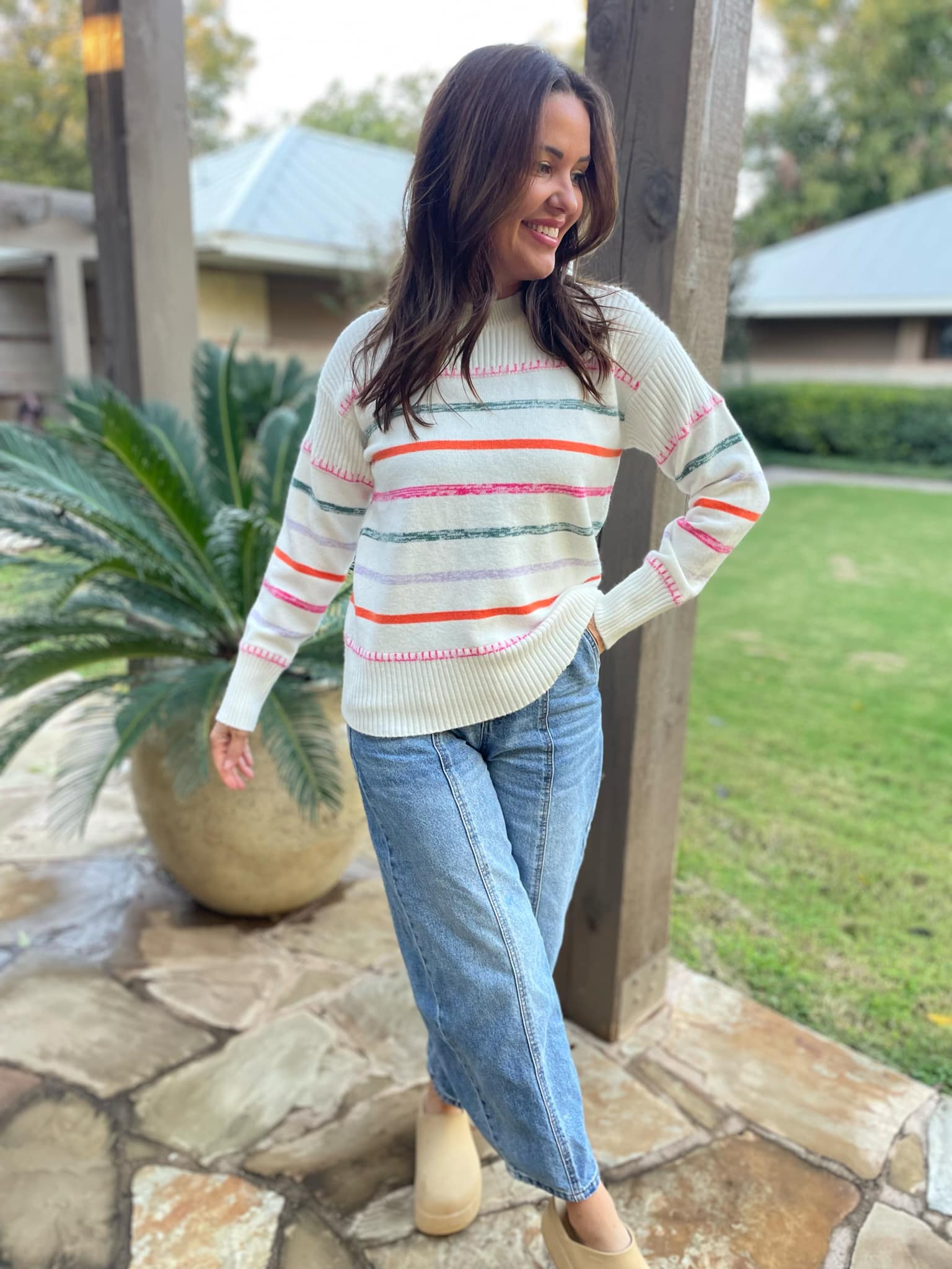 PREORDER: Come On Get Happy Striped Sweater in Two Colors - Image 3