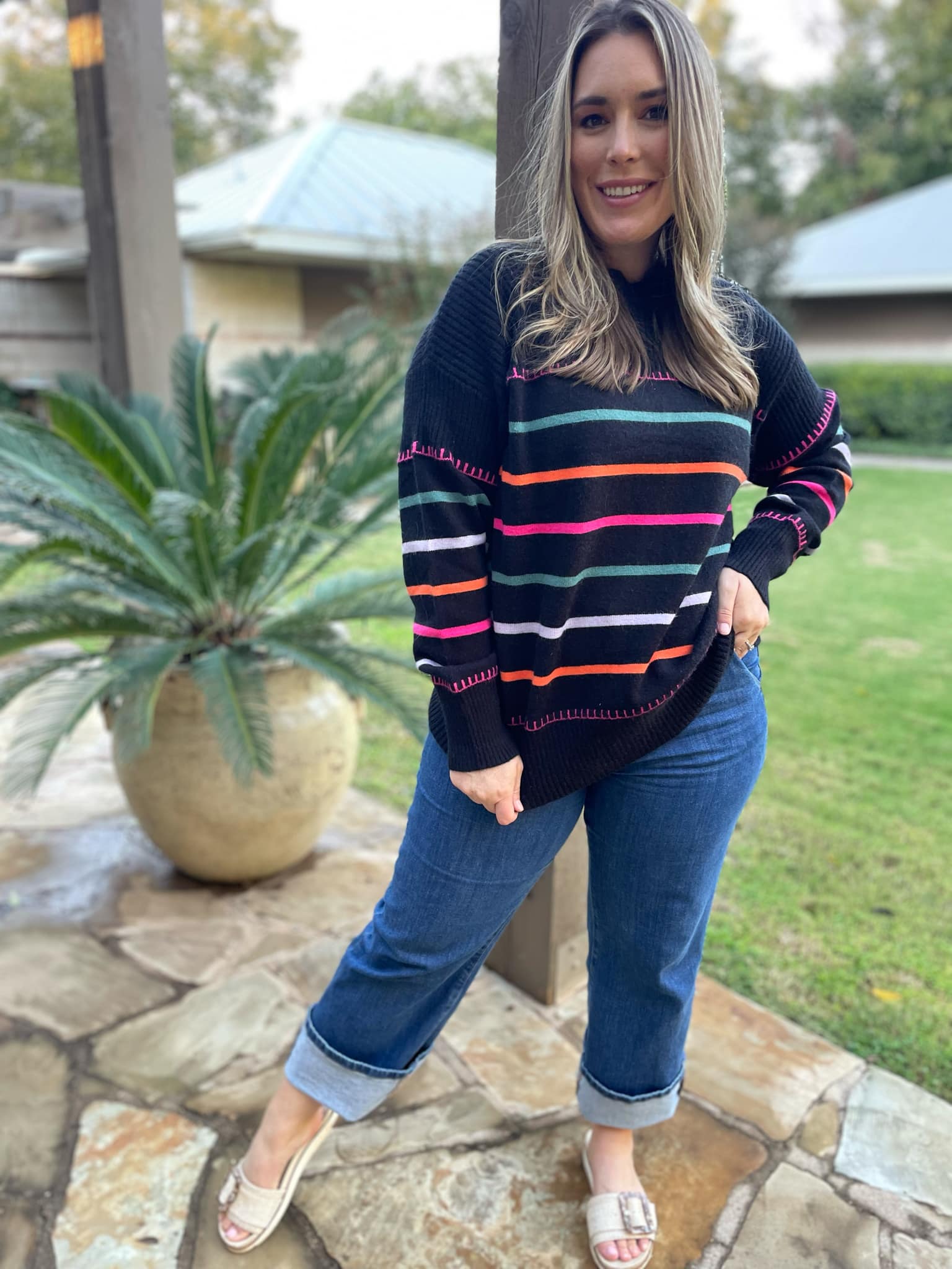 PREORDER: Come On Get Happy Striped Sweater in Two Colors - Image 8