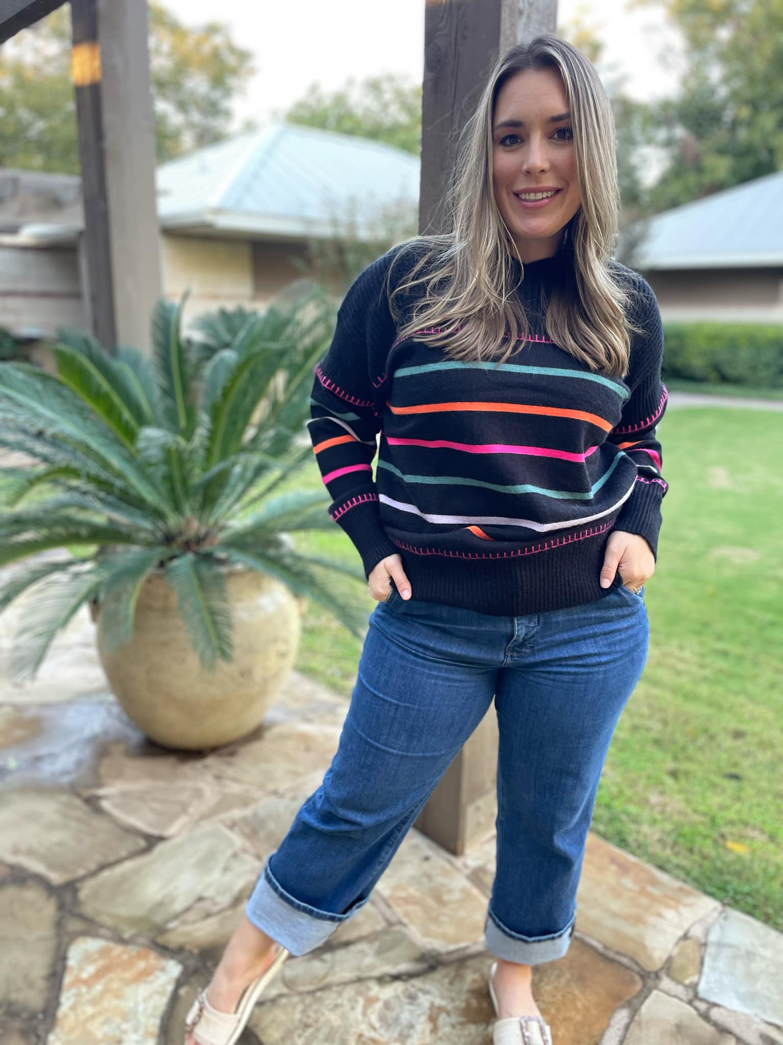 PREORDER: Come On Get Happy Striped Sweater in Two Colors - Image 9