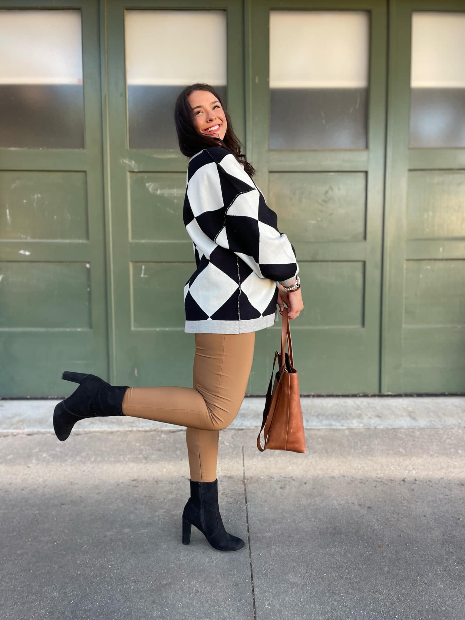 PREORDER: Contrast Trim Cardigan in Black Checkers - Image 8