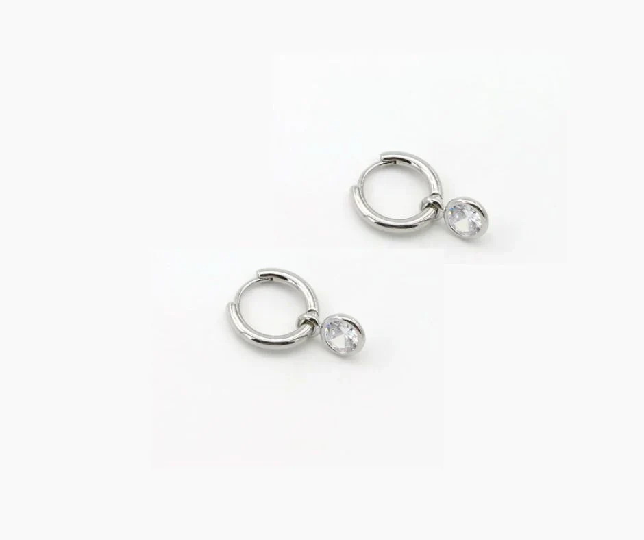 PREORDER: Crystal Charm Huggies in Two Colors - Image 3
